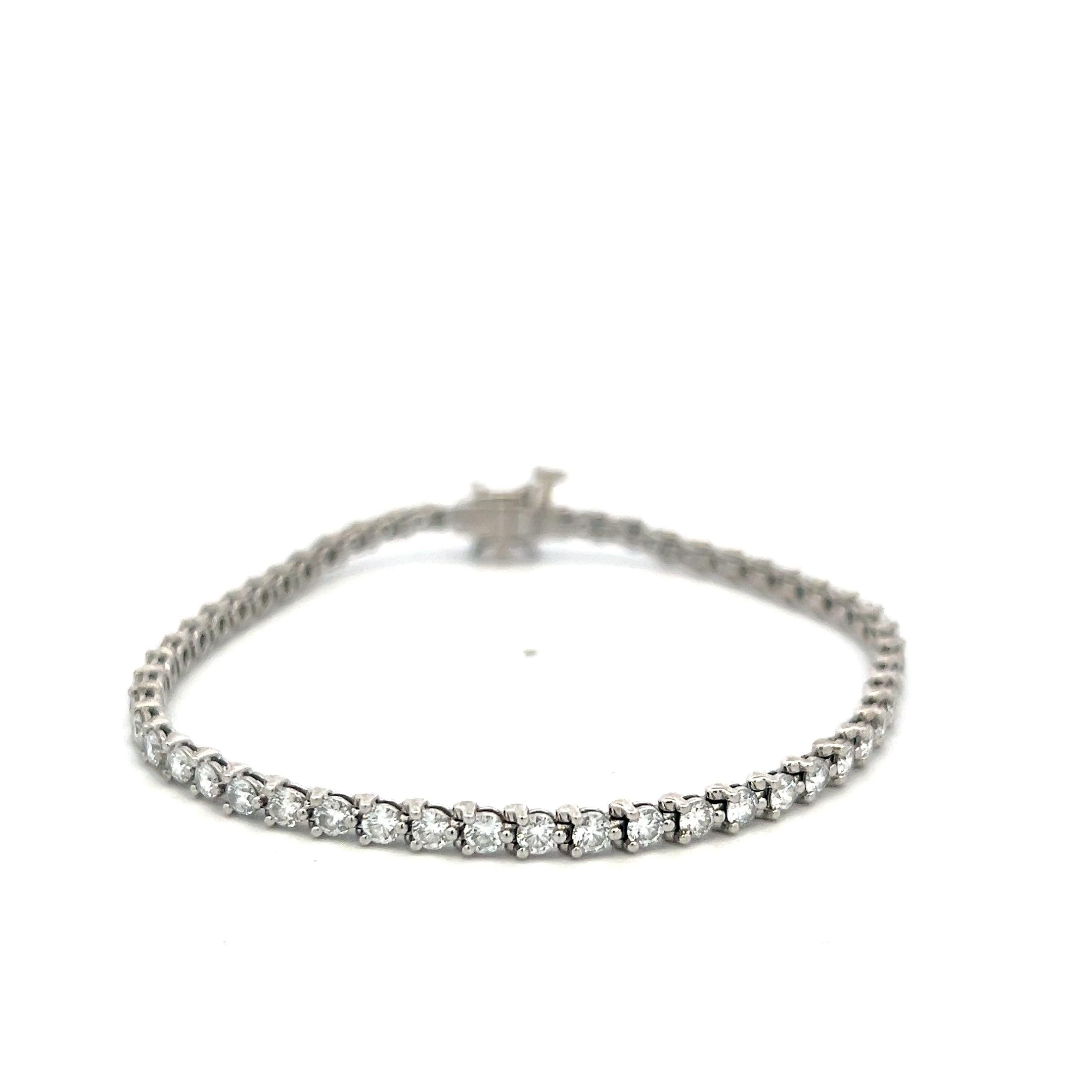 Tiffany & Co Platinum Tennis Bracelet with 3.26ct Round & Marquis F VS Diamonds