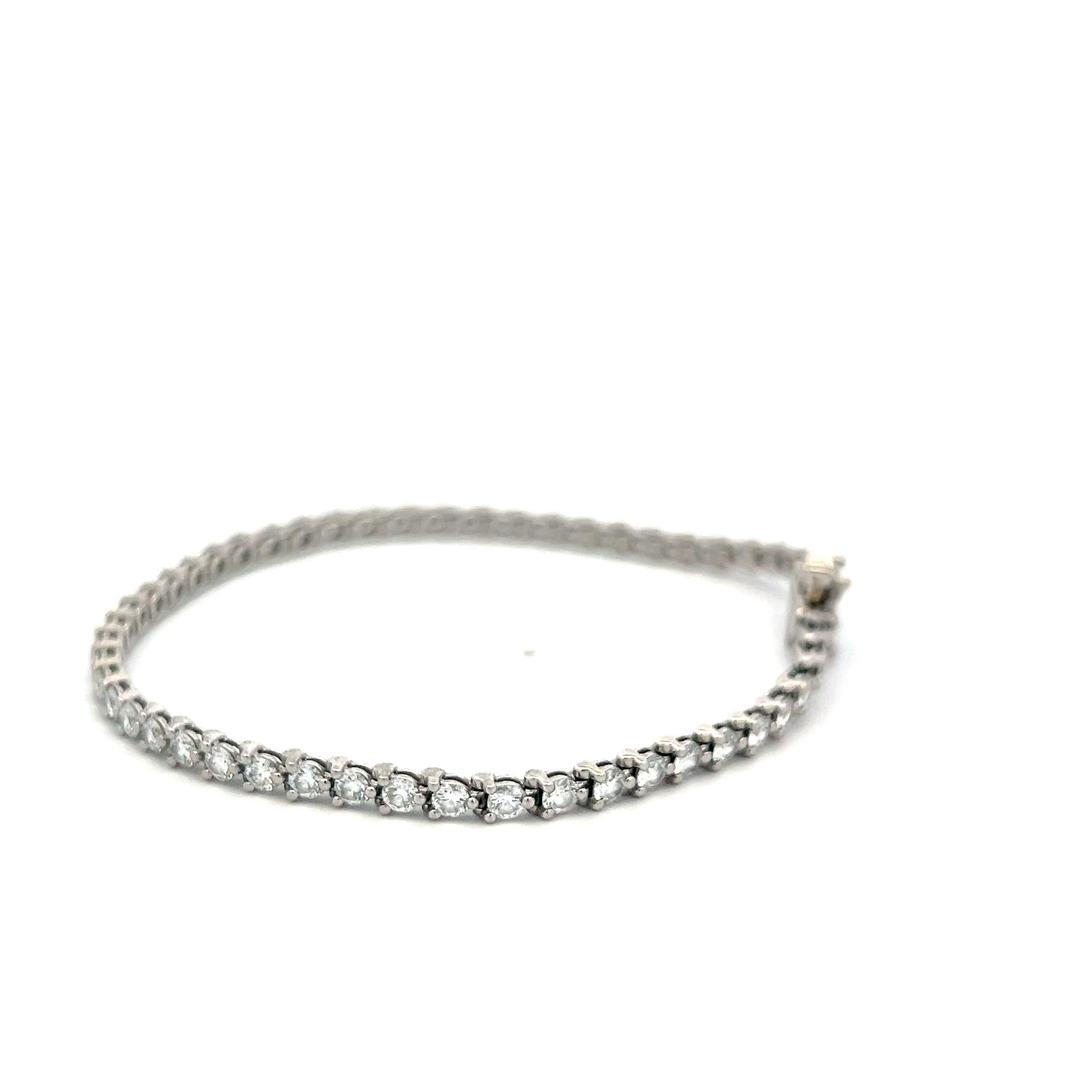 Tiffany & Co Platinum Tennis Bracelet with 3.26ct Round & Marquis F VS Diamonds