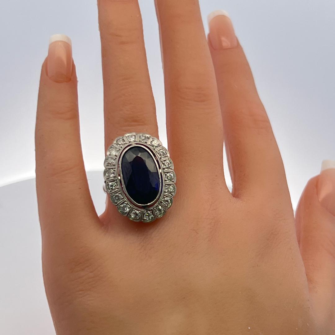 Platinum Halo Ring with 1.6 Carat Diamonds & 8.96 Carat Synthetic Stone Size 6.5