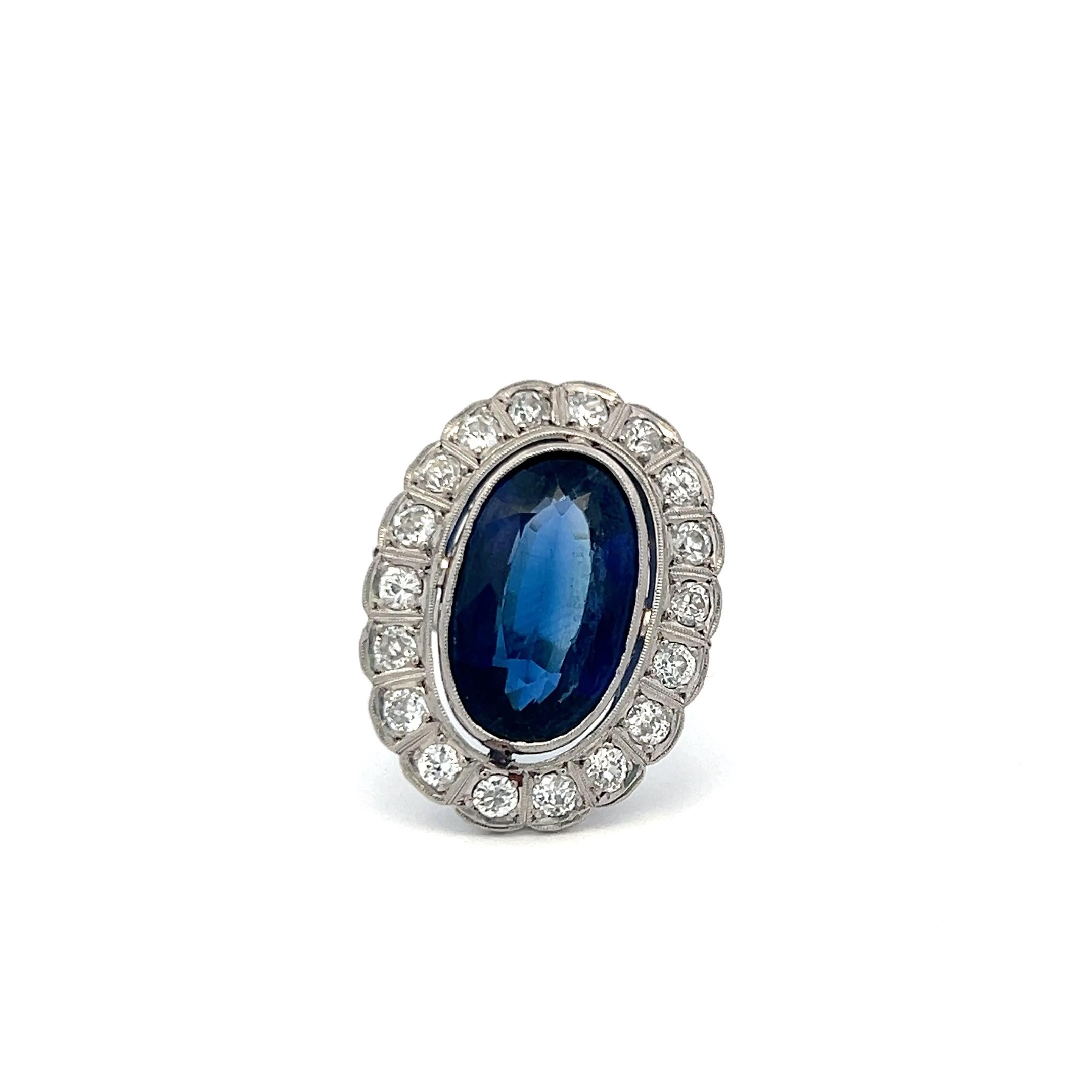 Platinum Halo Ring with 1.6 Carat Diamonds & 8.96 Carat Synthetic Stone Size 6.5