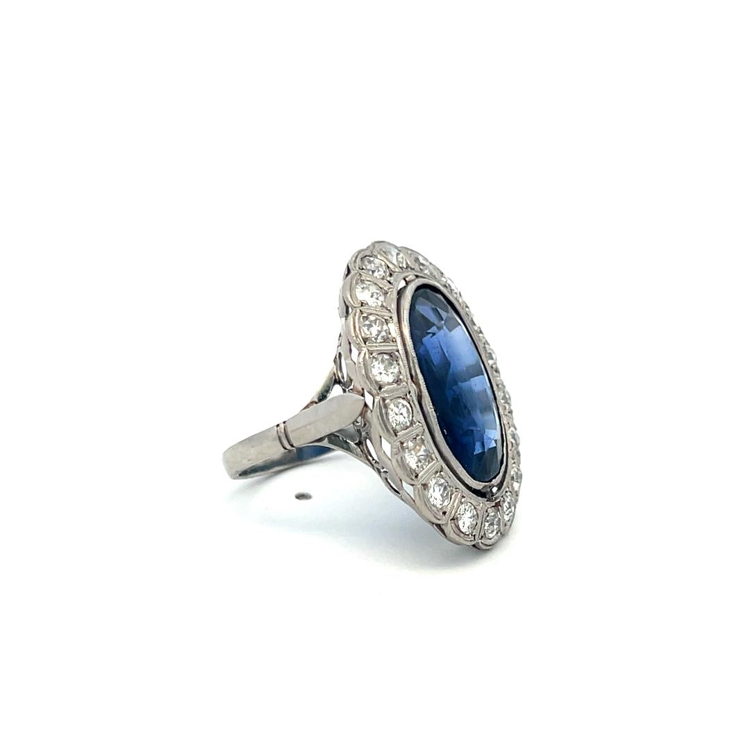 Platinum Halo Ring with 1.6 Carat Diamonds & 8.96 Carat Synthetic Stone Size 6.5