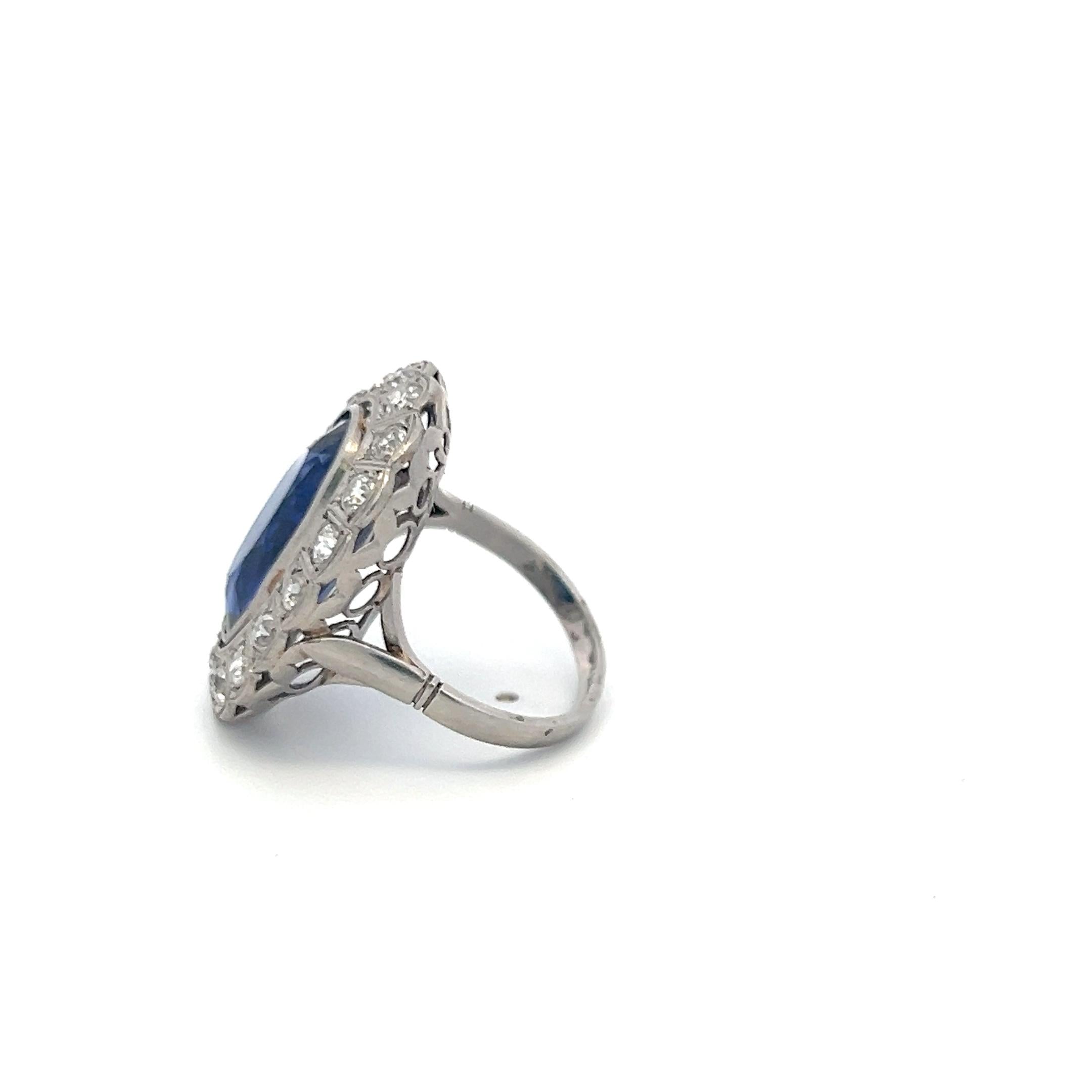 Platinum Halo Ring with 1.6 Carat Diamonds & 8.96 Carat Synthetic Stone Size 6.5