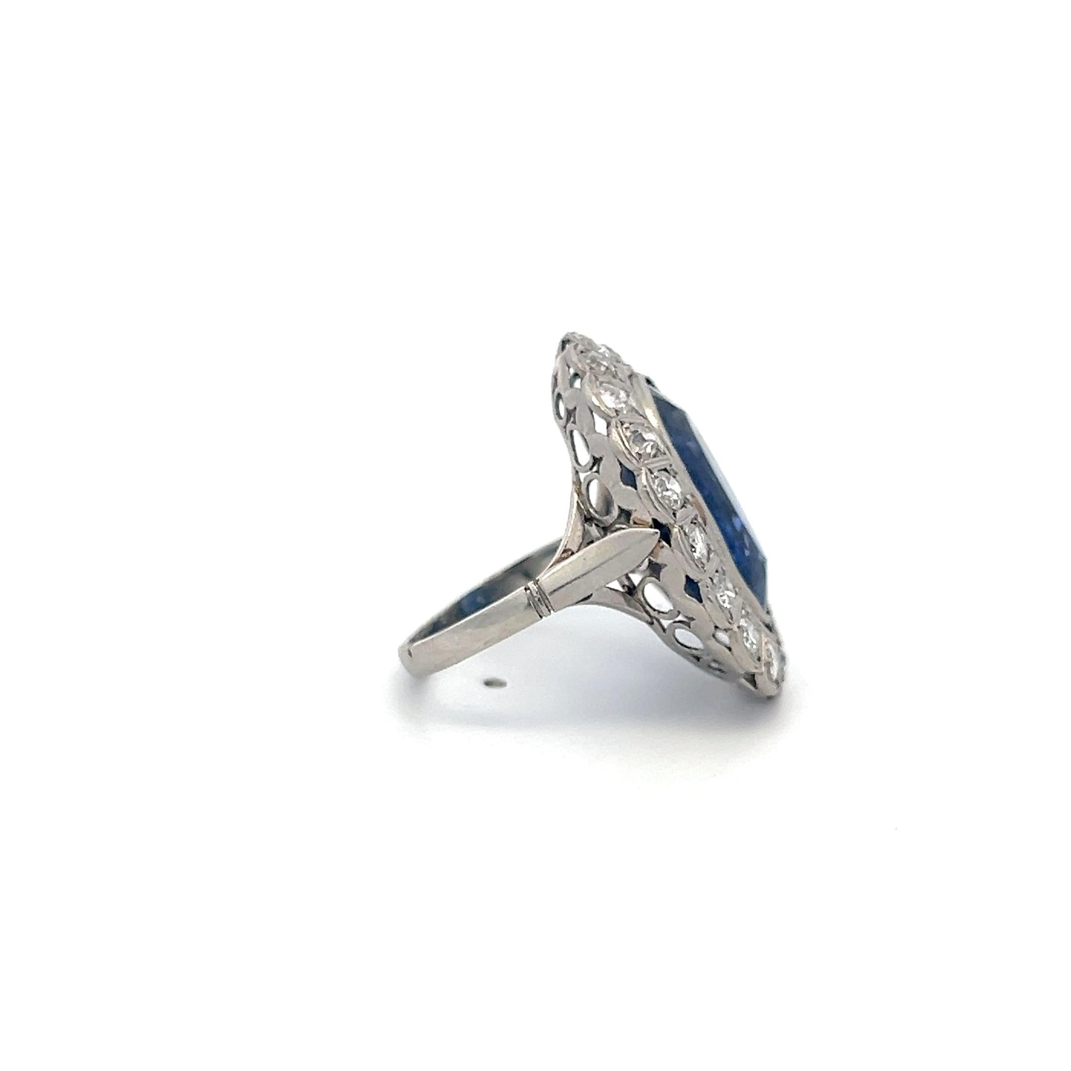Platinum Halo Ring with 1.6 Carat Diamonds & 8.96 Carat Synthetic Stone Size 6.5