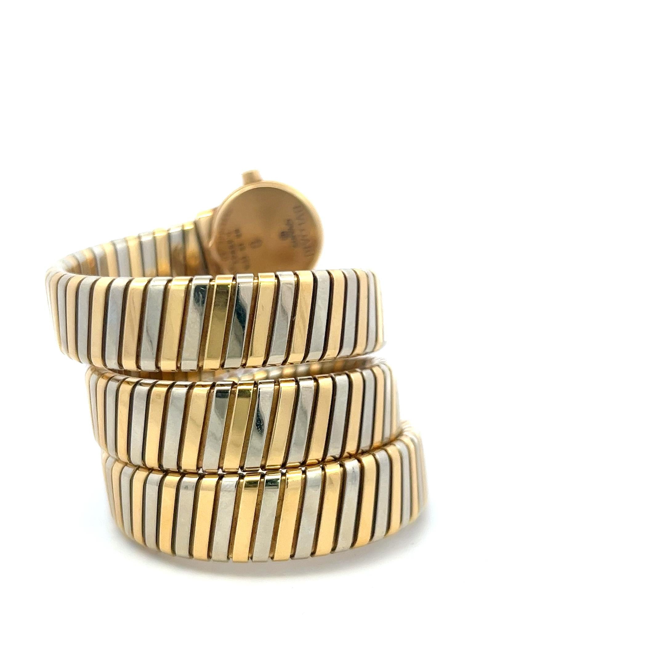 Bvlgari 18K Two Tone Gold/Steel Watch Style Bracelet 128.23 Grams Size 19