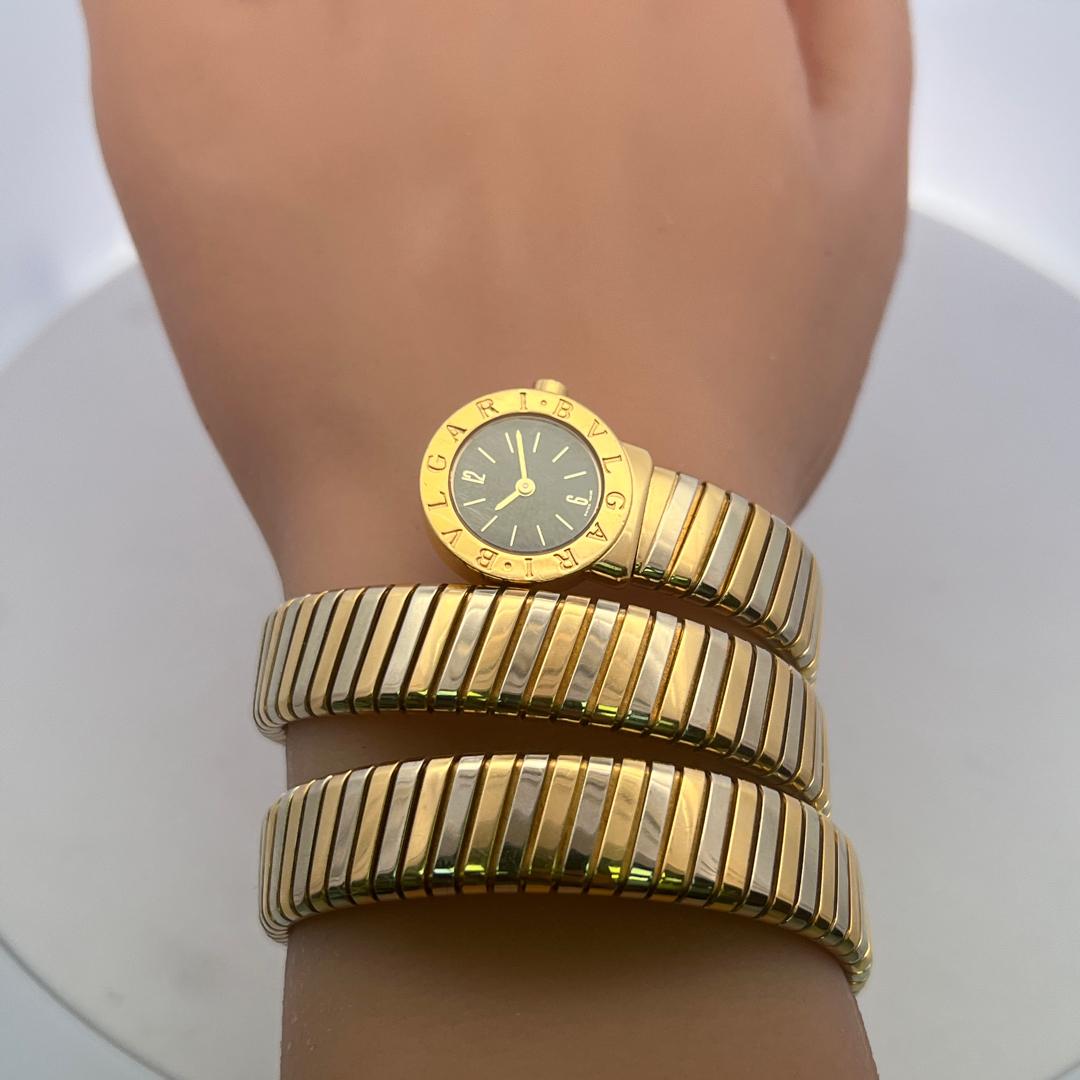 Bvlgari 18K Two Tone Gold/Steel Watch Style Bracelet 128.23 Grams Size 19