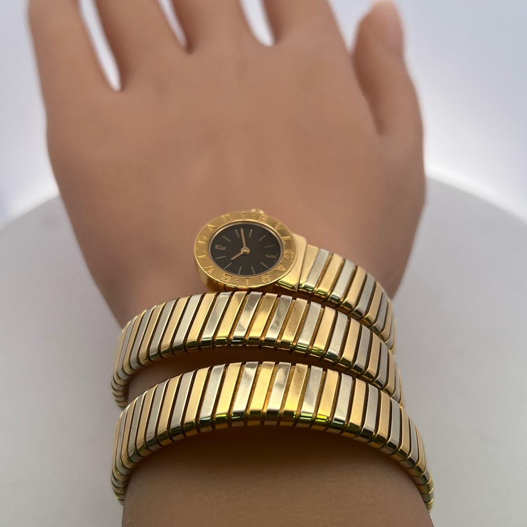 Bvlgari 18K Two Tone Gold/Steel Watch Style Bracelet 128.23 Grams Size 19