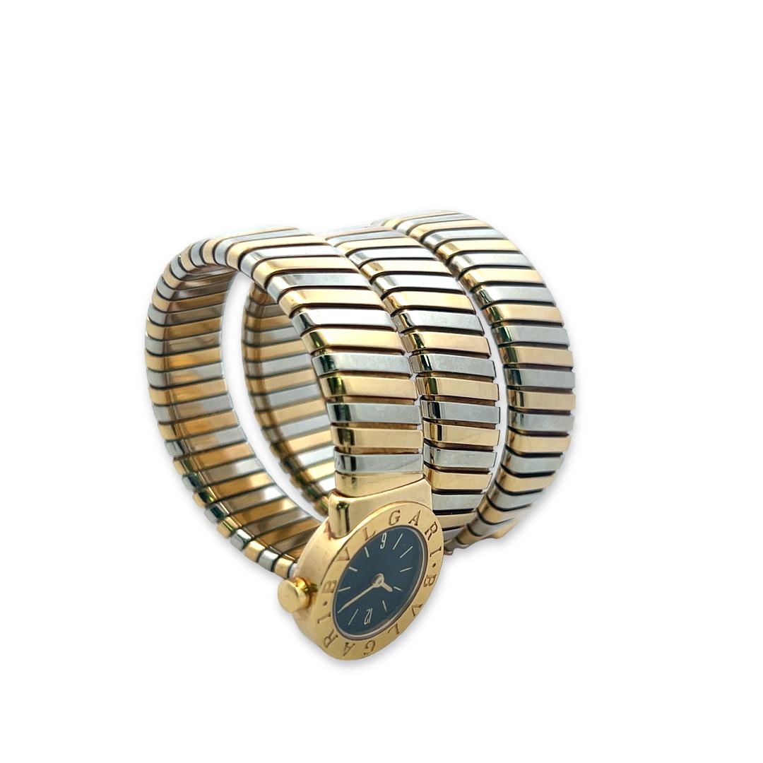 Bvlgari 18K Two Tone Gold/Steel Watch Style Bracelet 128.23 Grams Size 19
