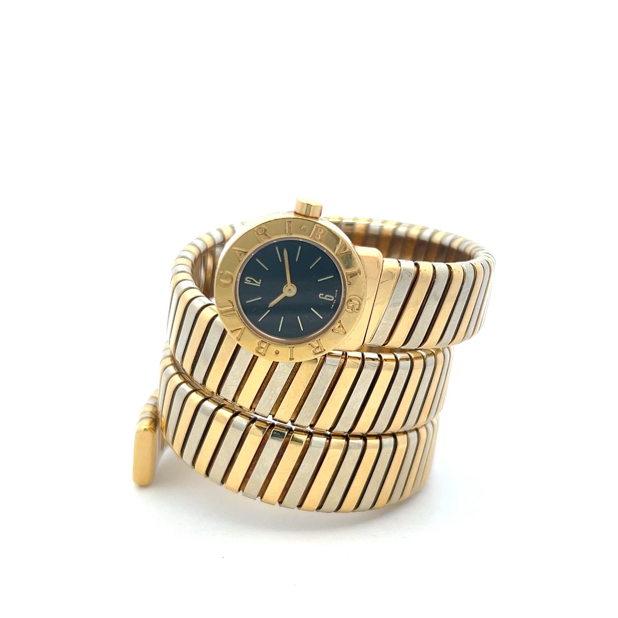 Bvlgari 18K Two Tone Gold/Steel Watch Style Bracelet 128.23 Grams Size 19