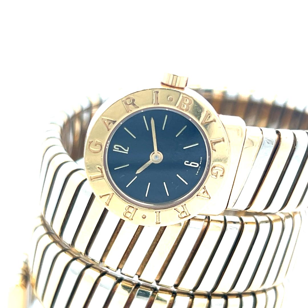 Bvlgari 18K Two Tone Gold/Steel Watch Style Bracelet 128.23 Grams Size 19