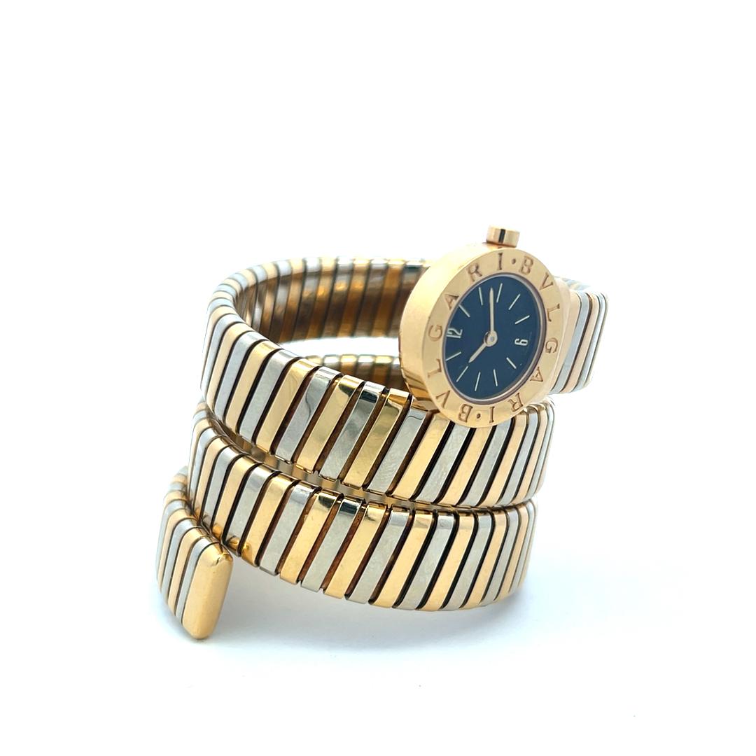 Bvlgari 18K Two Tone Gold/Steel Watch Style Bracelet 128.23 Grams Size 19