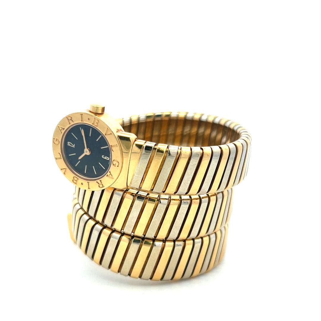 Bvlgari 18K Two Tone Gold/Steel Watch Style Bracelet 128.23 Grams Size 19