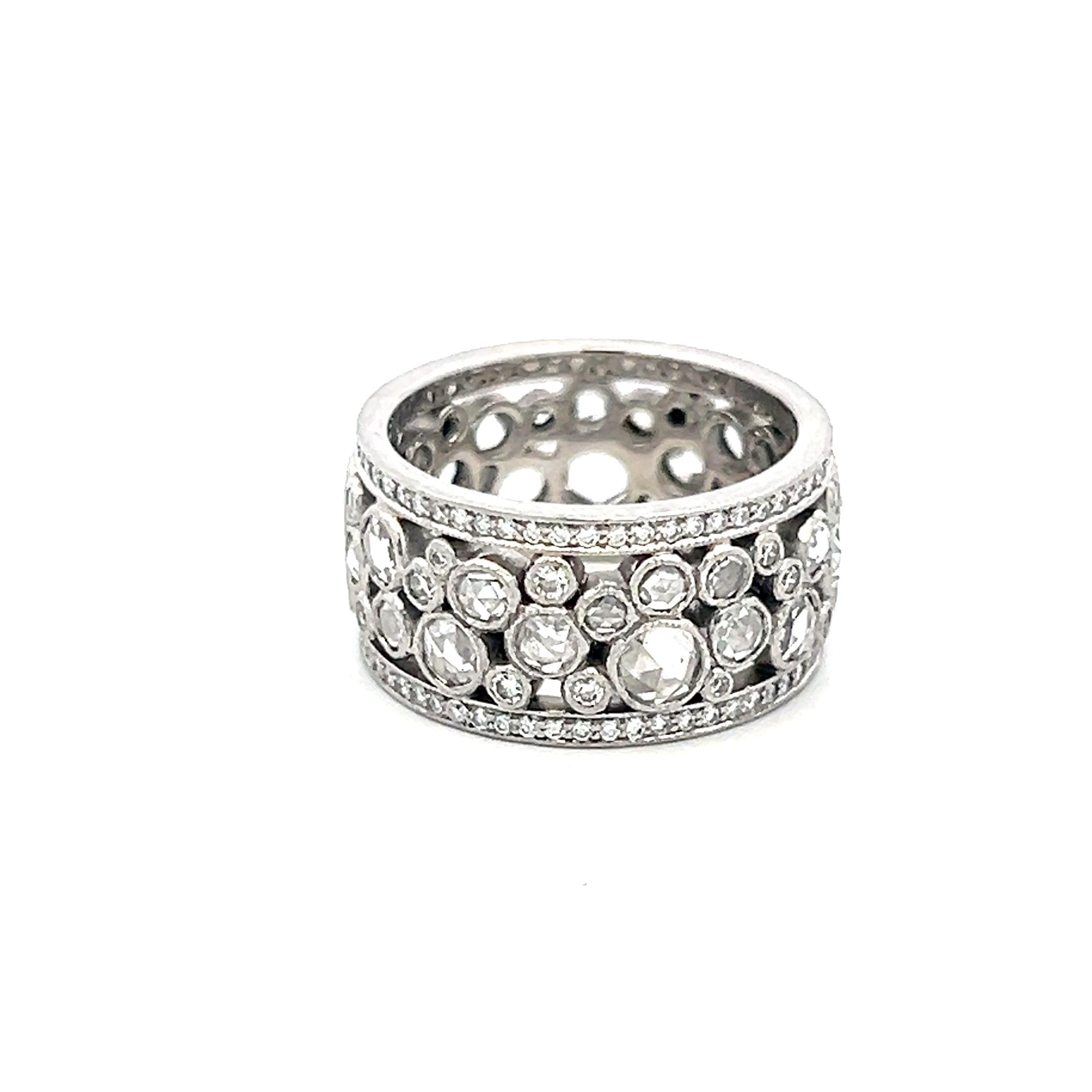 Tiffany & Co Platinum Band Ring with 2.14ct Rose & Round F VS Diamonds Size 5.5