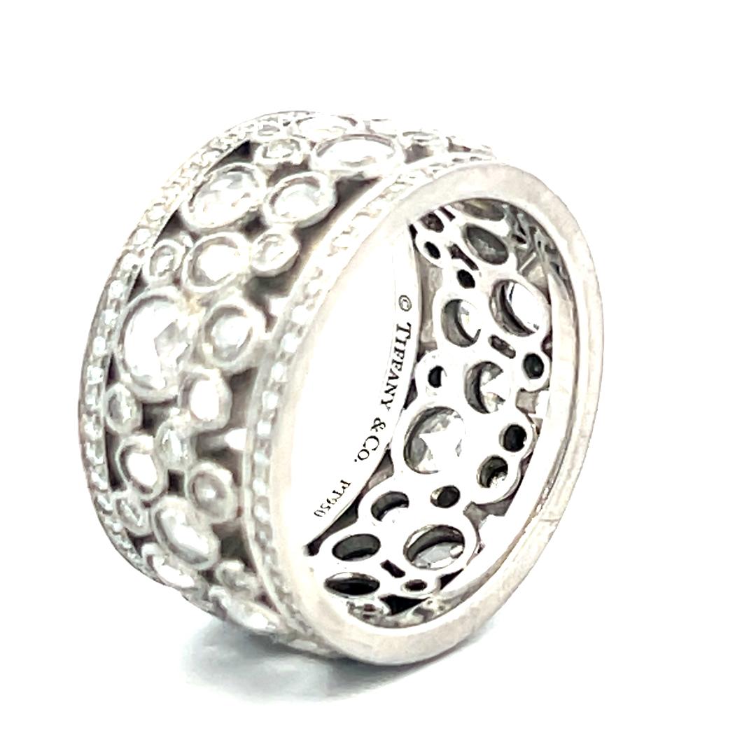 Tiffany & Co Platinum Band Ring with 2.14ct Rose & Round F VS Diamonds Size 5.5