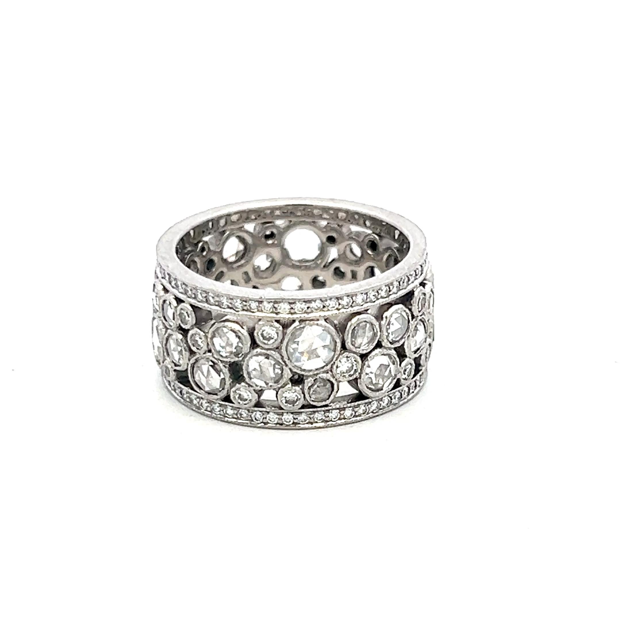 Tiffany & Co Platinum Band Ring with 2.14ct Rose & Round F VS Diamonds Size 5.5