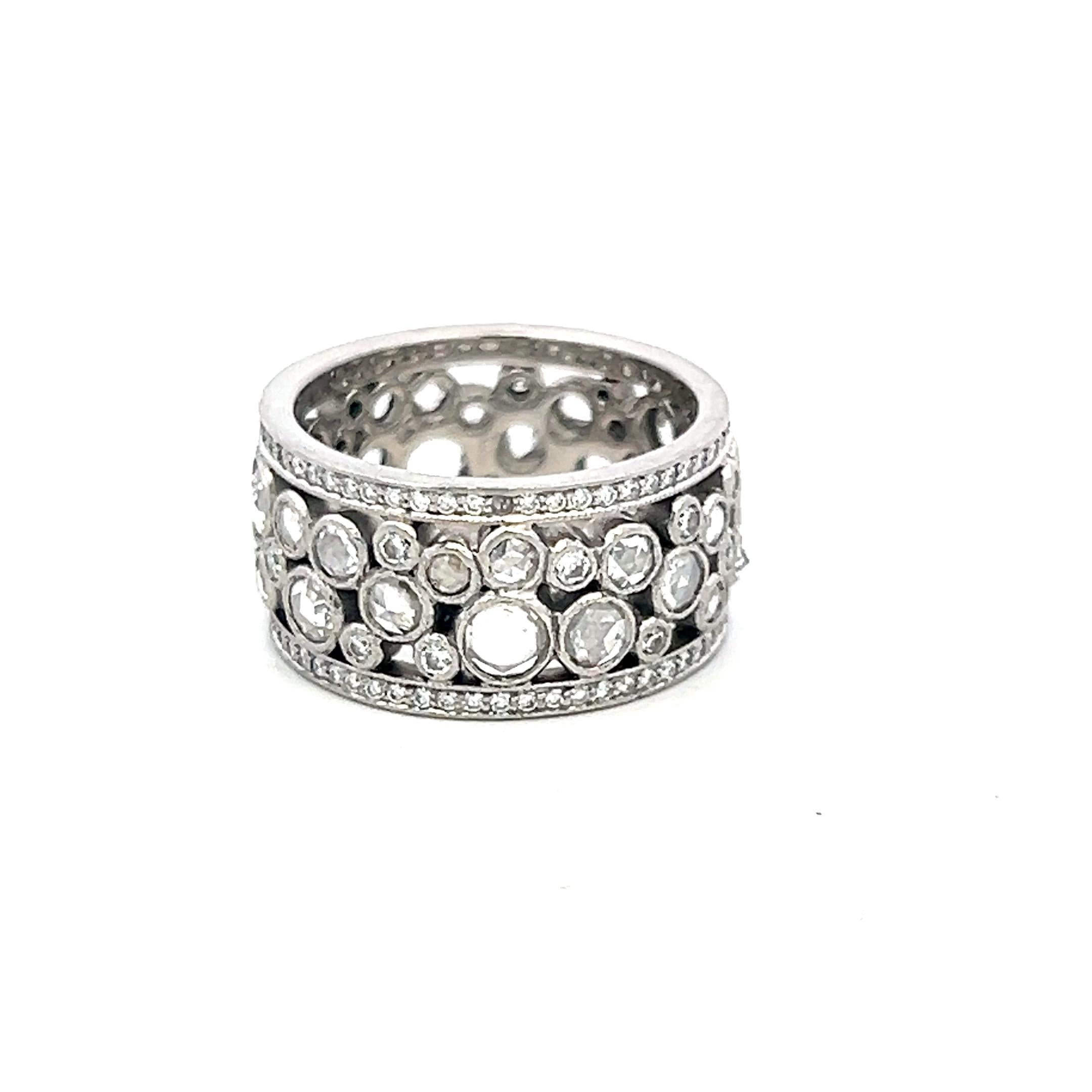 Tiffany & Co Platinum Band Ring with 2.14ct Rose & Round F VS Diamonds Size 5.5