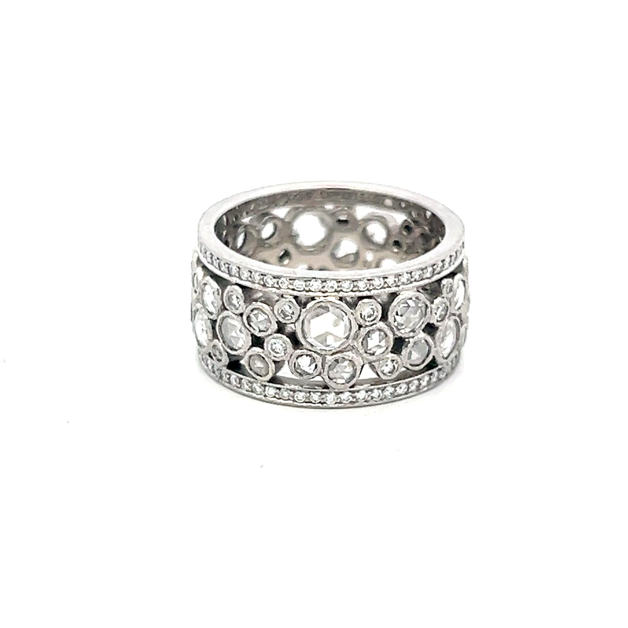 Tiffany & Co Platinum Band Ring with 2.14ct Rose & Round F VS Diamonds Size 5.5