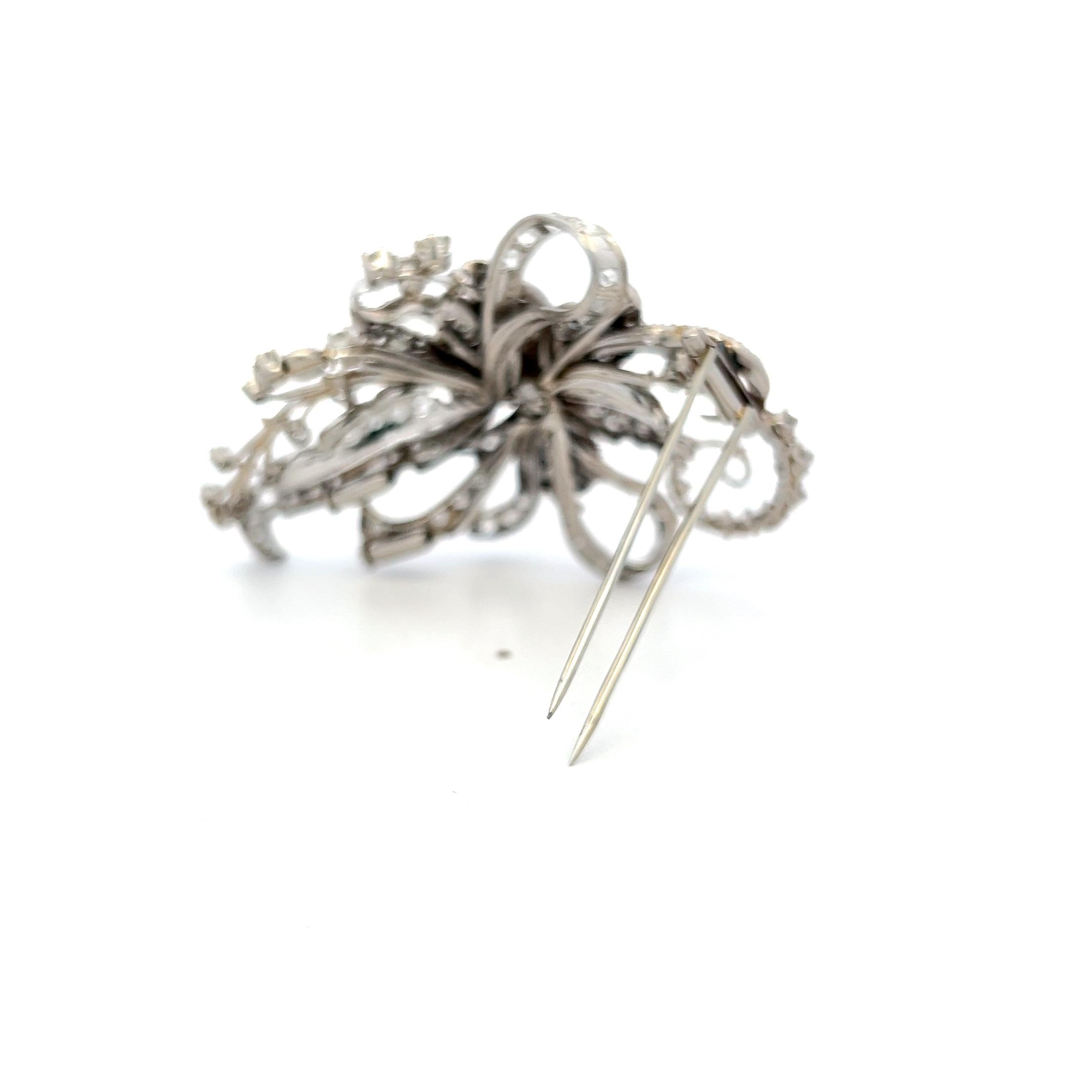 Vintage Platinum Pin Brooch with 10.04 Carat Old European & Round Diamonds