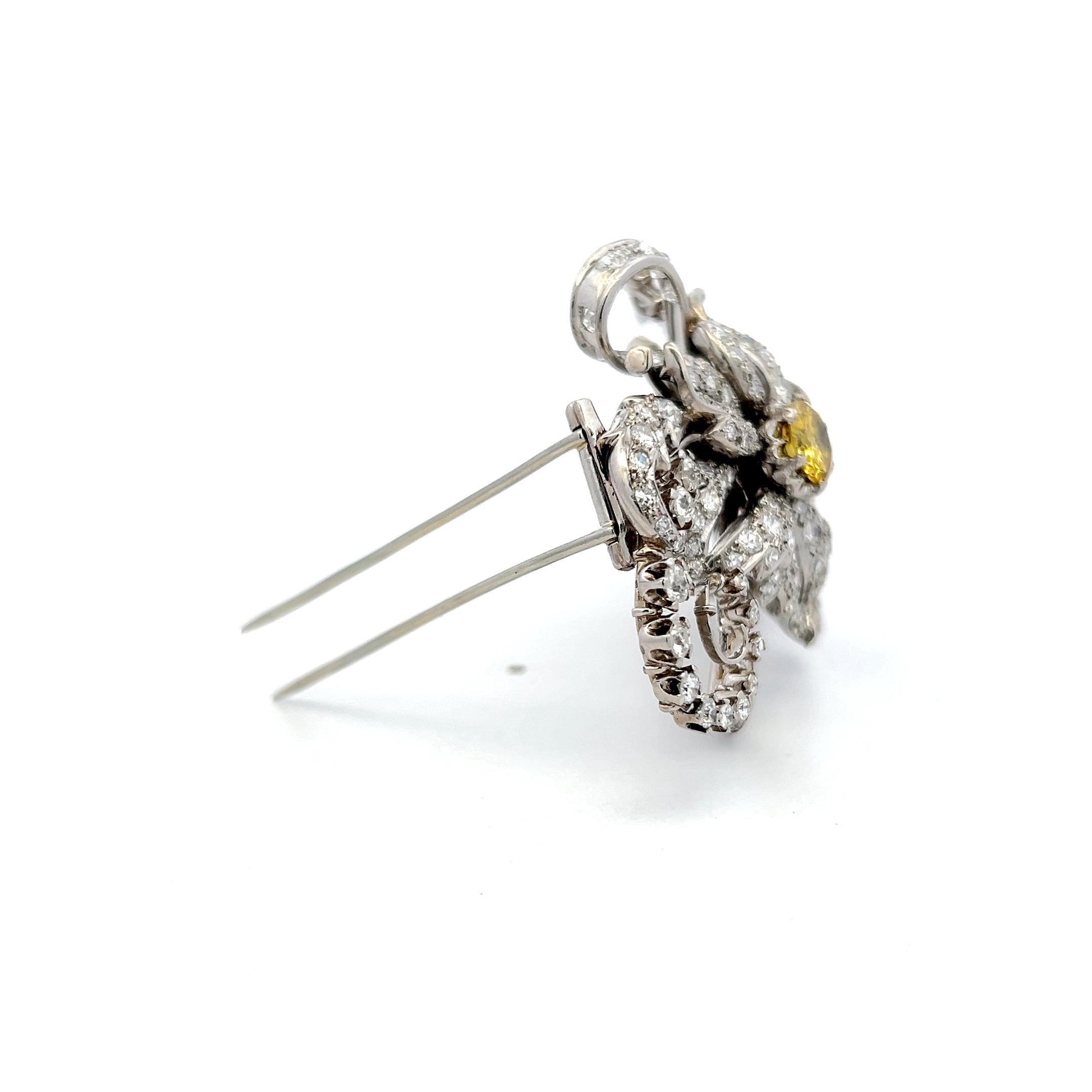 Vintage Platinum Pin Brooch with 10.04 Carat Old European & Round Diamonds