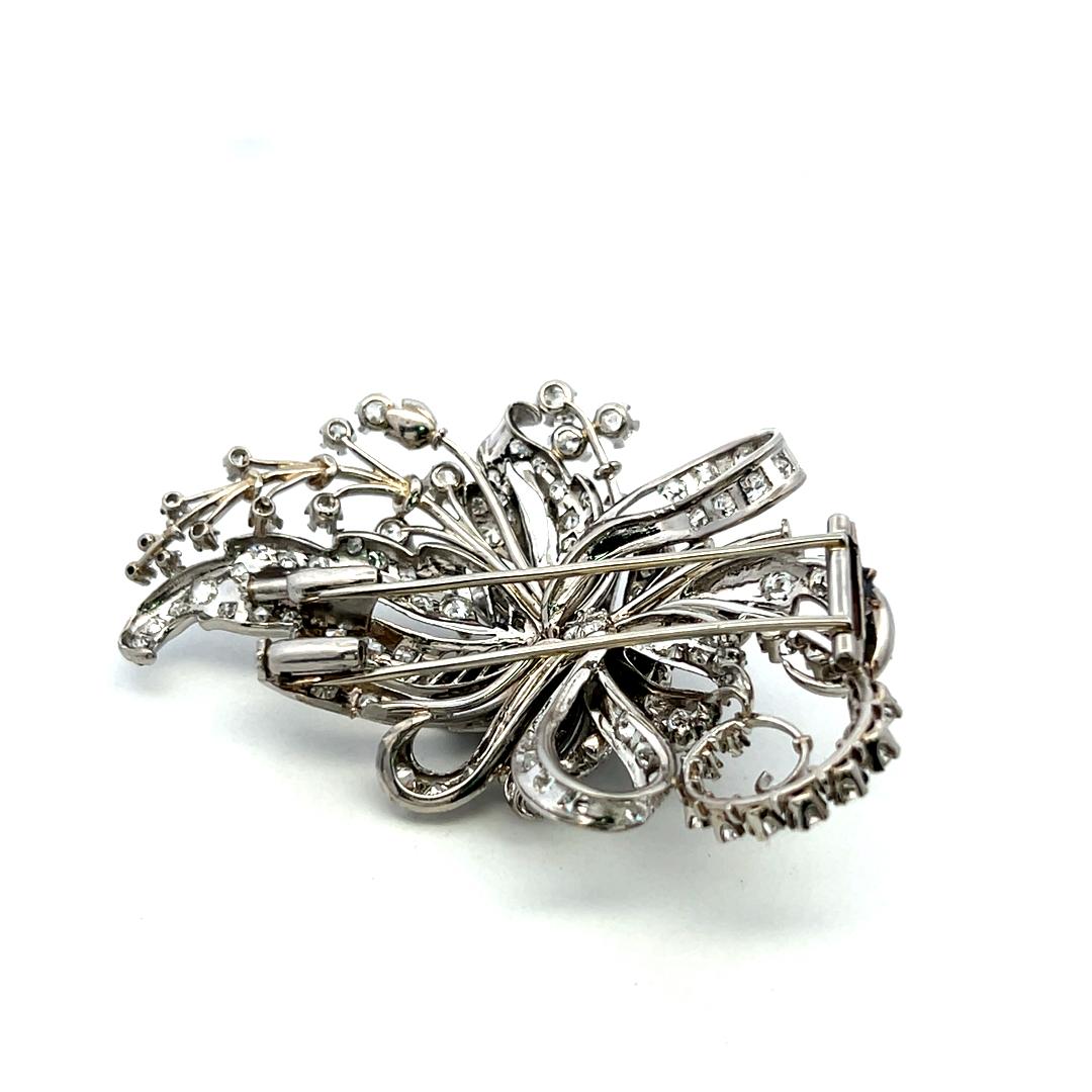Vintage Platinum Pin Brooch with 10.04 Carat Old European & Round Diamonds