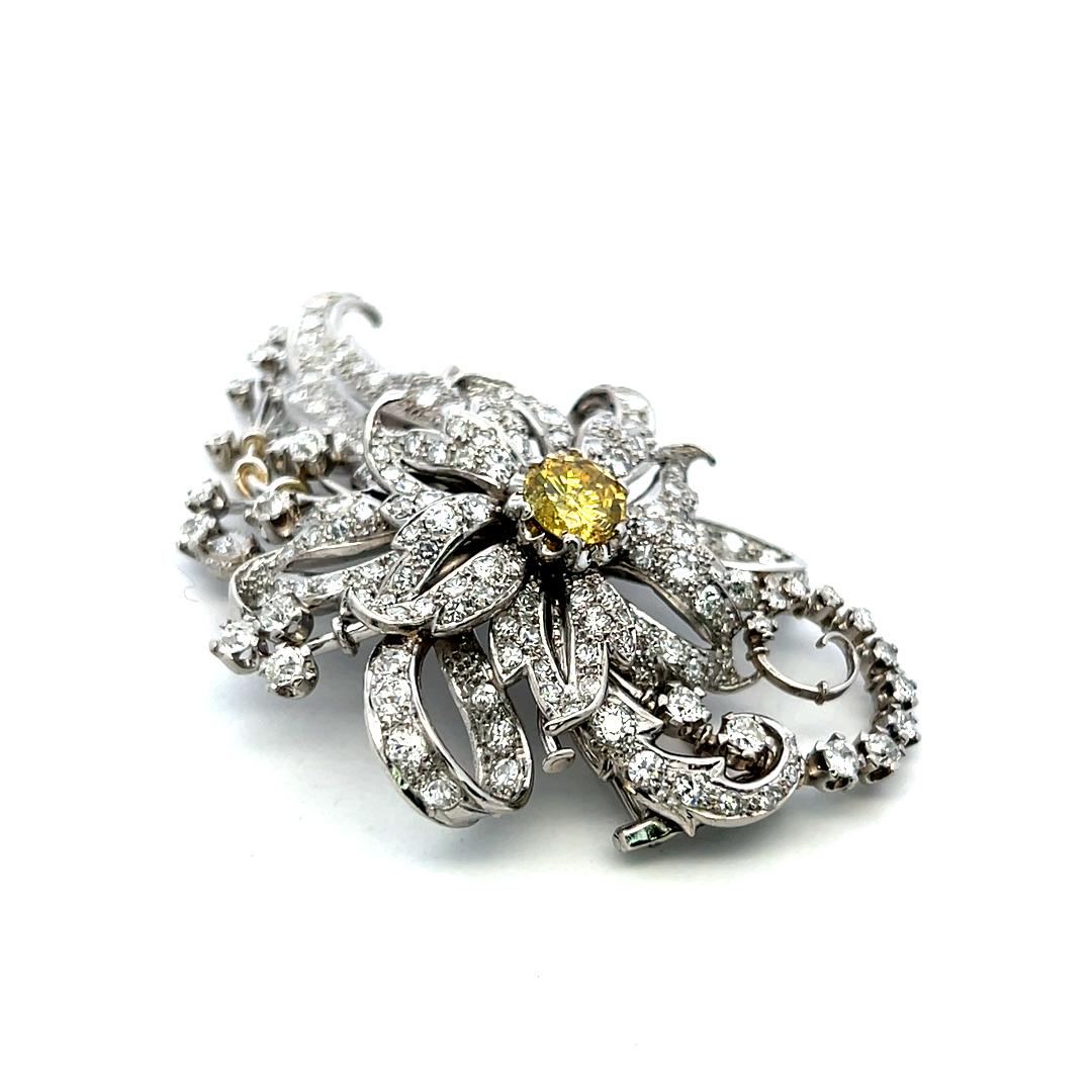 Vintage Platinum Pin Brooch with 10.04 Carat Old European & Round Diamonds