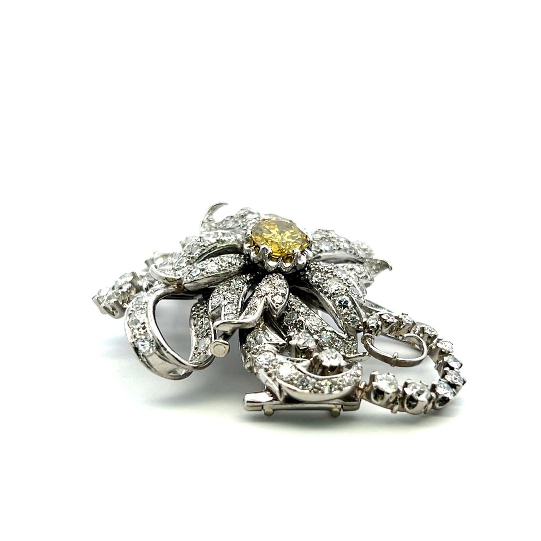 Vintage Platinum Pin Brooch with 10.04 Carat Old European & Round Diamonds