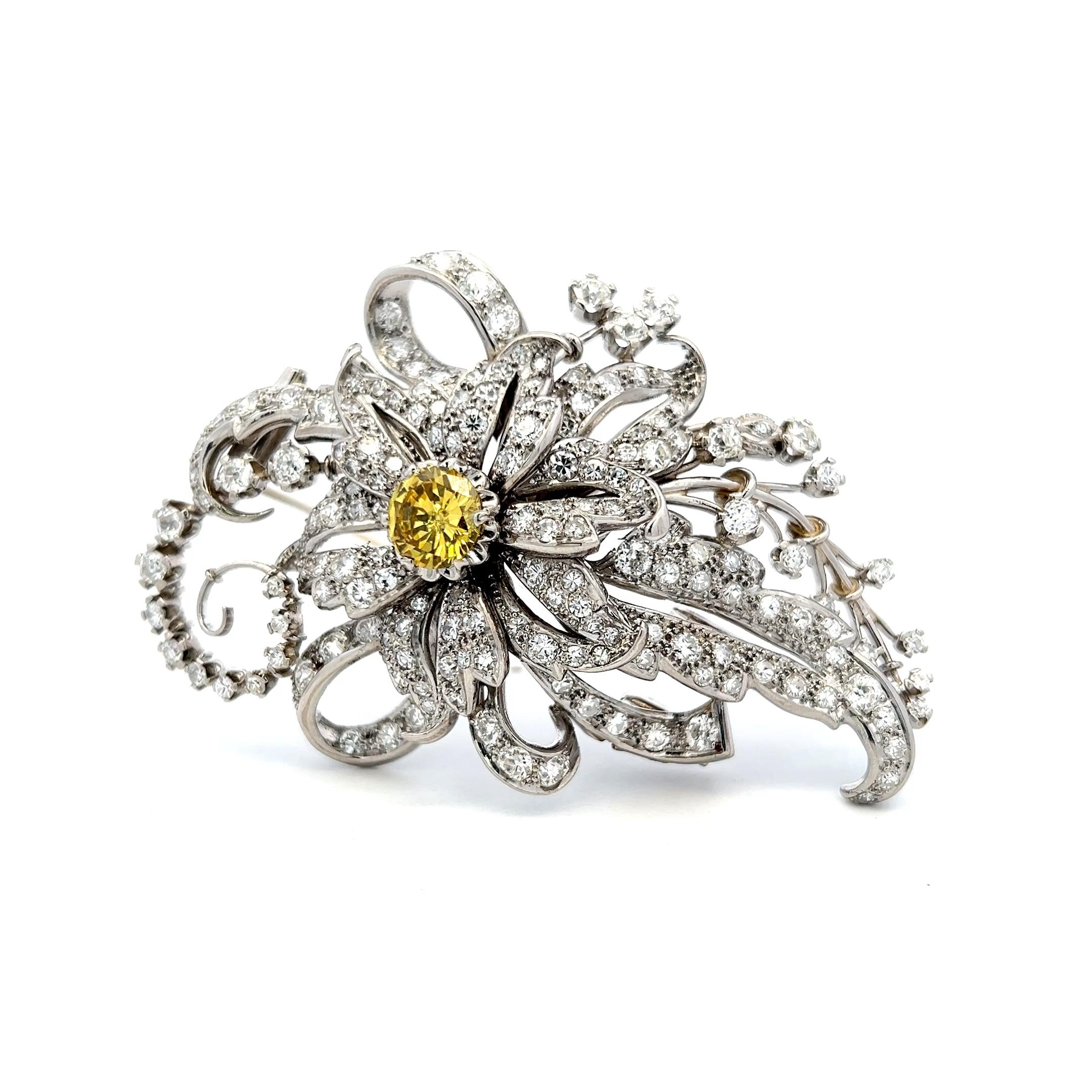 Vintage Platinum Pin Brooch with 10.04 Carat Old European & Round Diamonds