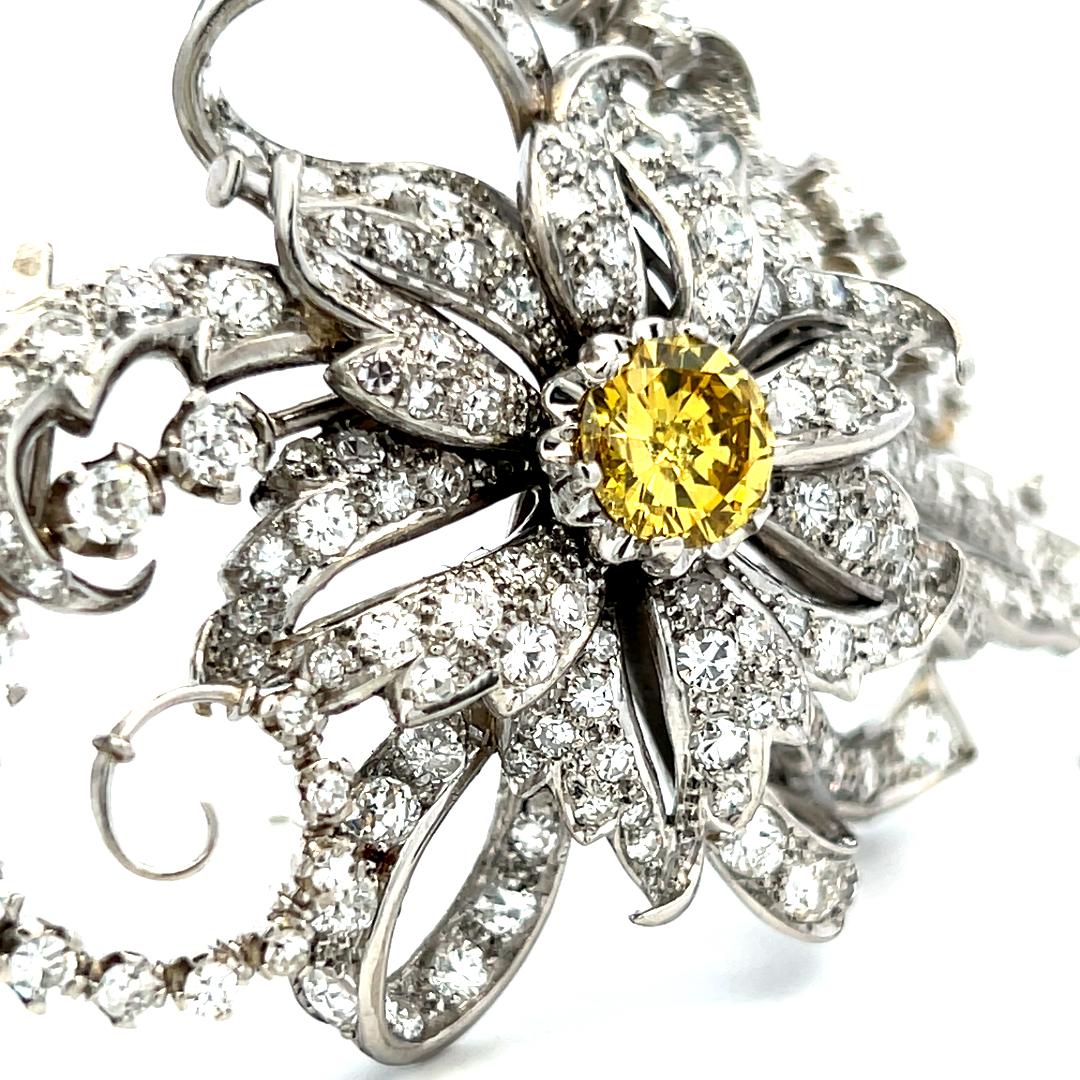 Vintage Platinum Pin Brooch with 10.04 Carat Old European & Round Diamonds
