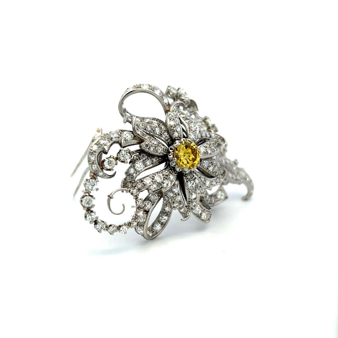 Vintage Platinum Pin Brooch with 10.04 Carat Old European & Round Diamonds