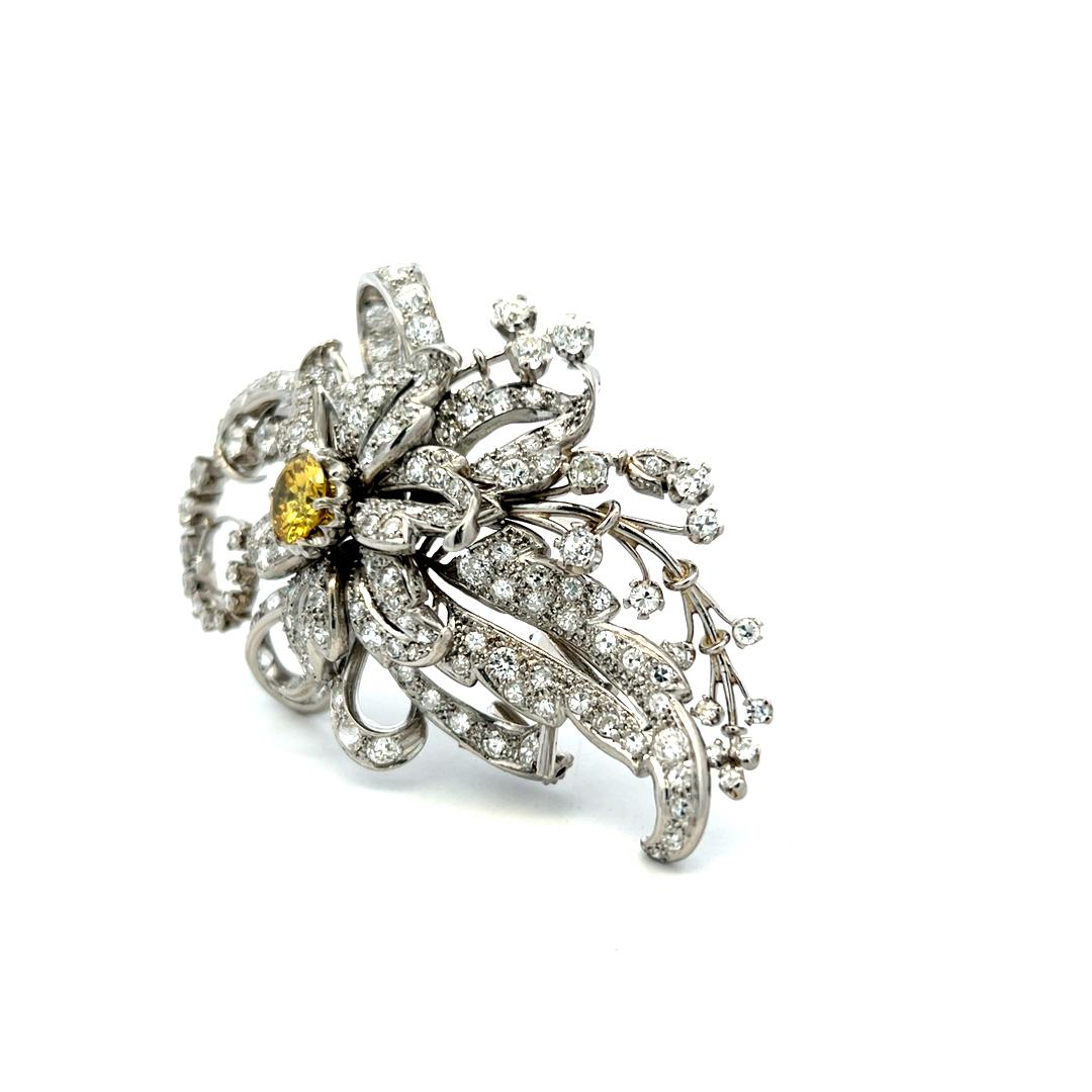 Vintage Platinum Pin Brooch with 10.04 Carat Old European & Round Diamonds