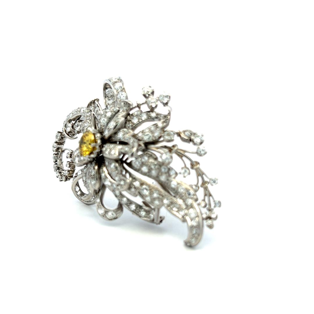 Vintage Platinum Pin Brooch with 10.04 Carat Old European & Round Diamonds