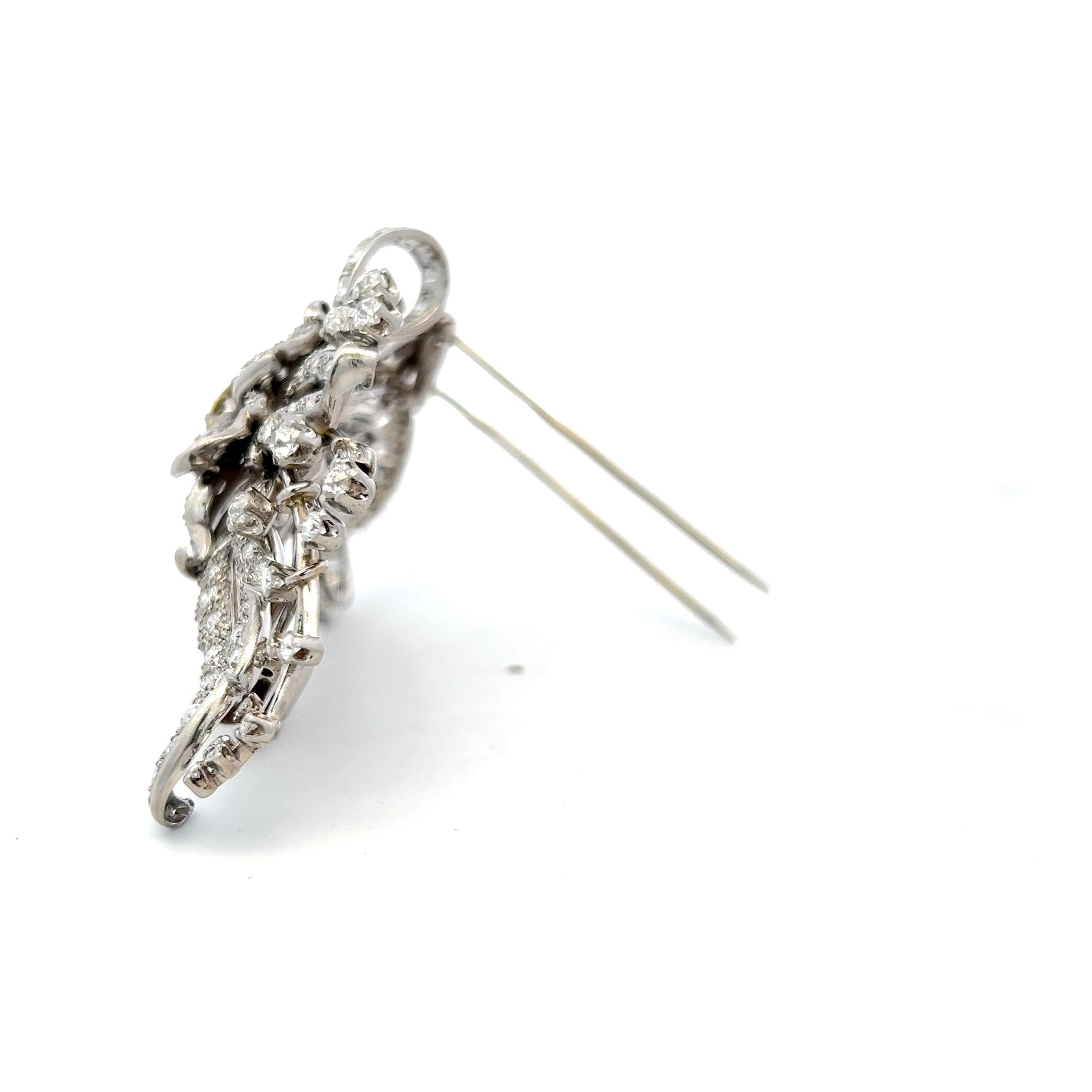 Vintage Platinum Pin Brooch with 10.04 Carat Old European & Round Diamonds