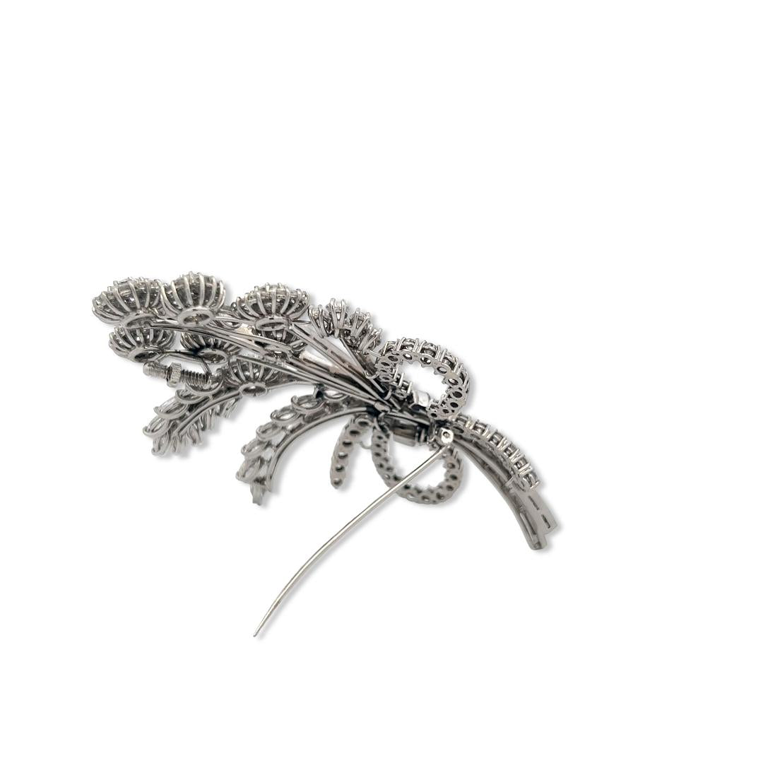 Vintage Platinum Pin Brooch with 10.5 Carat Round G VS Diamonds