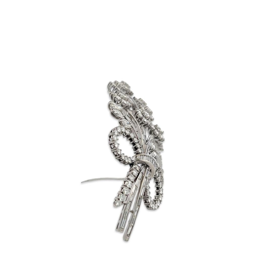 Vintage Platinum Pin Brooch with 10.5 Carat Round G VS Diamonds