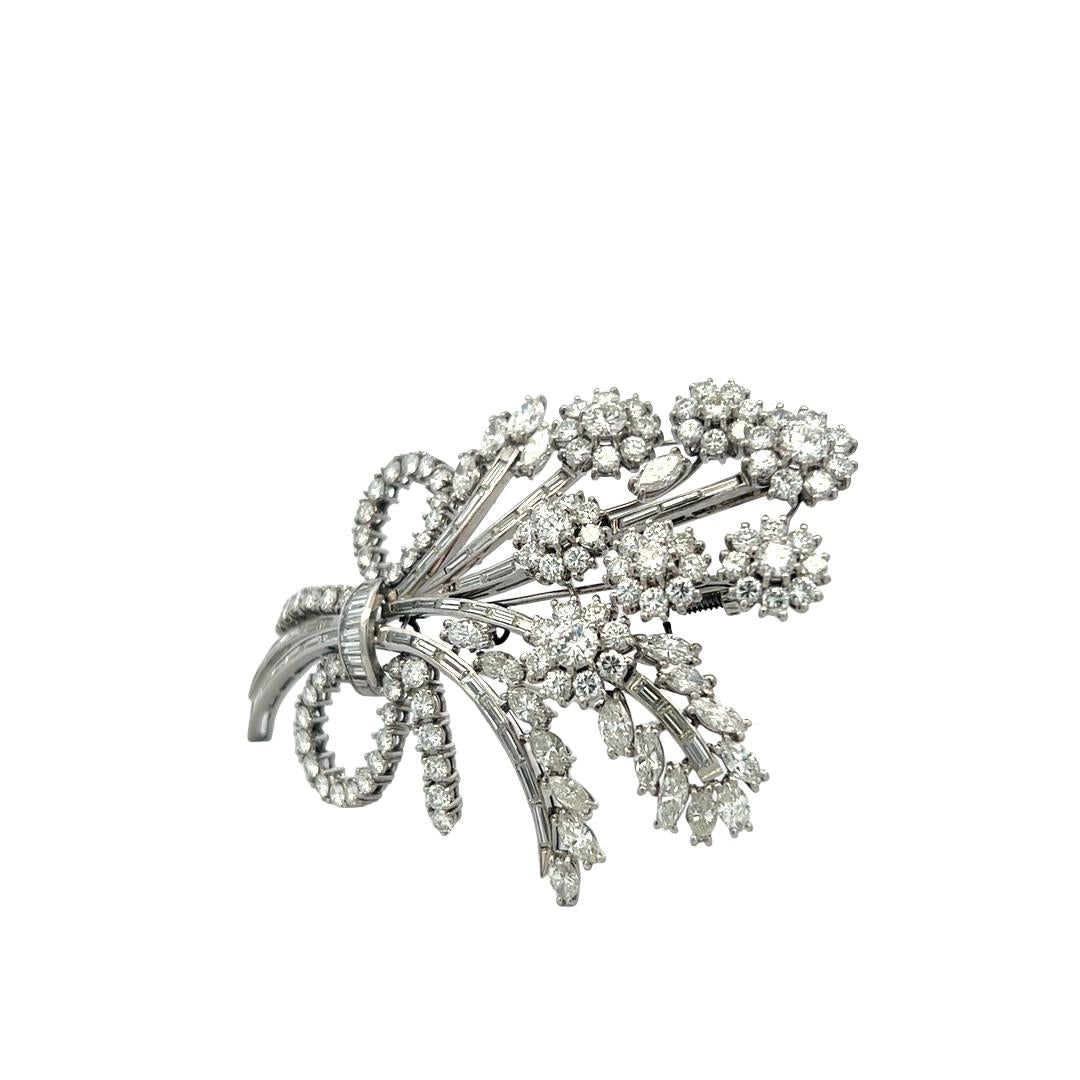 Vintage Platinum Pin Brooch with 10.5 Carat Round G VS Diamonds