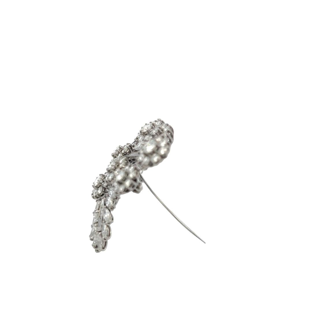 Vintage Platinum Pin Brooch with 10.5 Carat Round G VS Diamonds