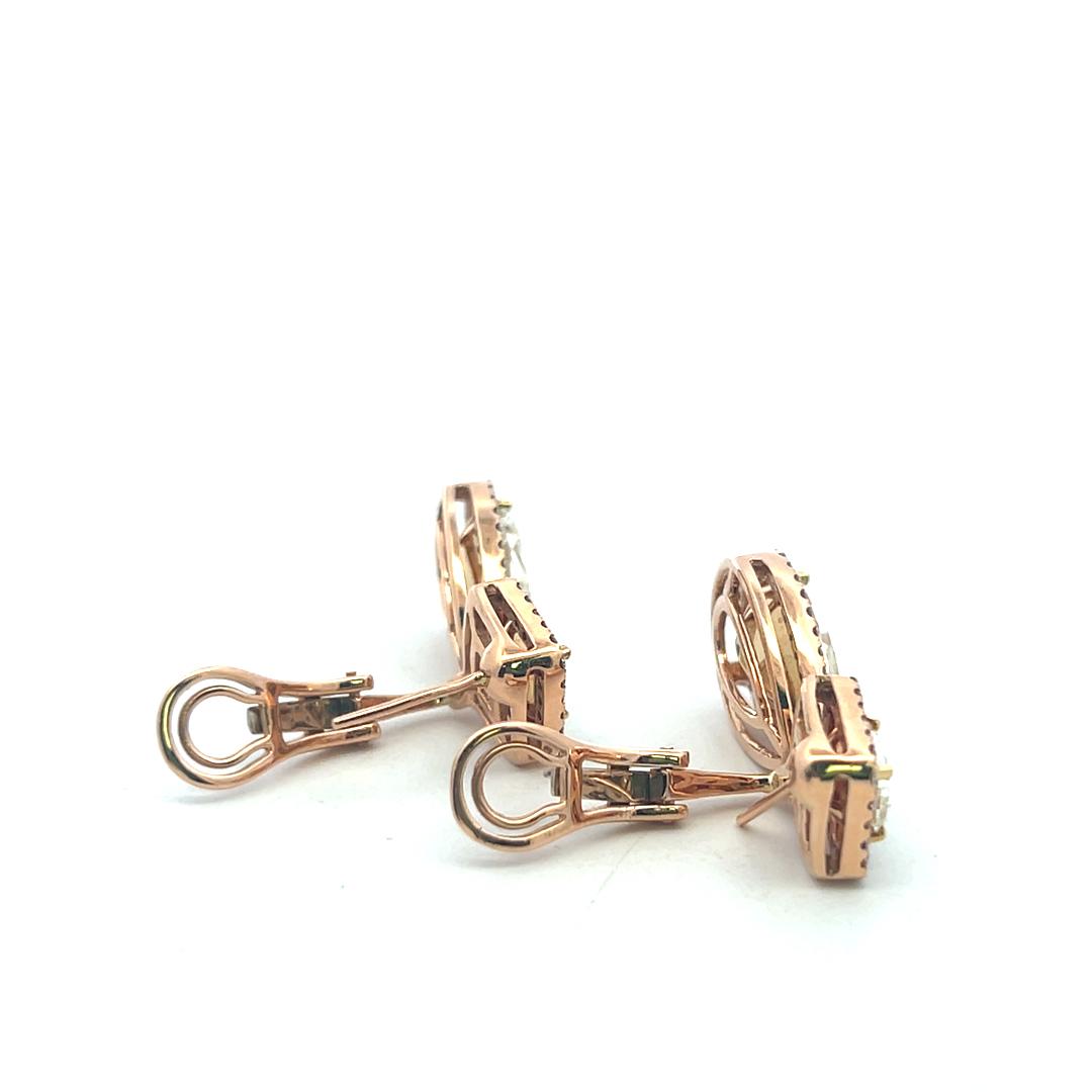 18K Rose Gold Drop Earrings with 9.06ct Pear Radiant & Round Diamonds