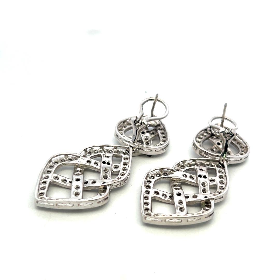 18K WG & 14K Gold Platinum Chandelier Earrings with 4.3ct Round G VS Diamonds
