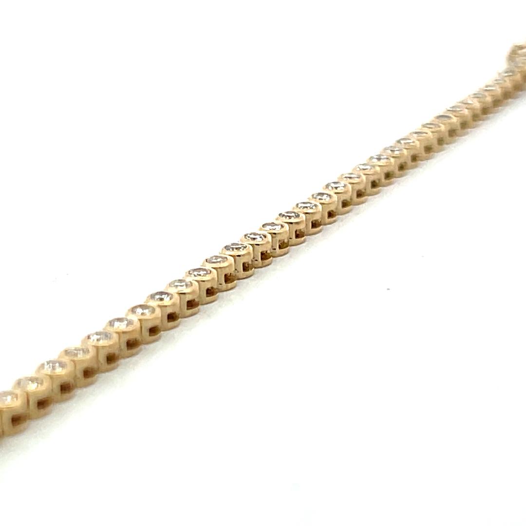 14K Yellow Gold Tennis Bracelet with 1.65 Carat Round H VS Diamonds