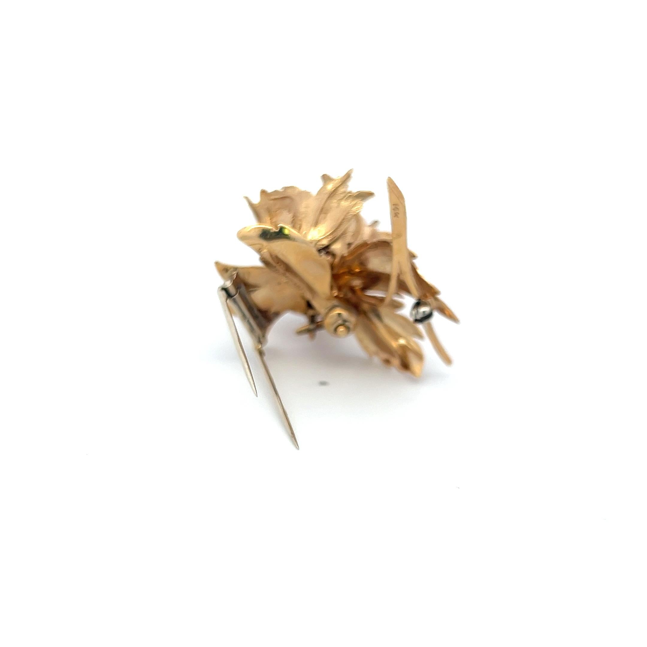Robert Altman 14K YG Pin Brooch with 0.18 Carat Diamonds and Multi Gemstones