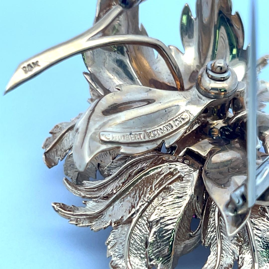 Robert Altman 14K YG Pin Brooch with 0.18 Carat Diamonds and Multi Gemstones