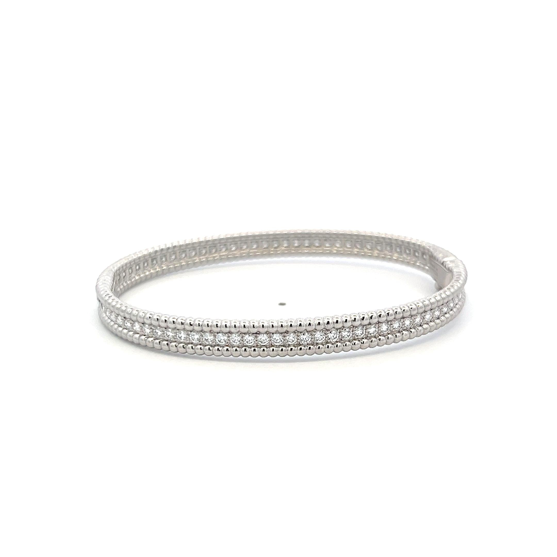 Van Cleef & Arpels 18K WG Bangle Bracelet with 2.52ct Round Diamonds Size 6.5