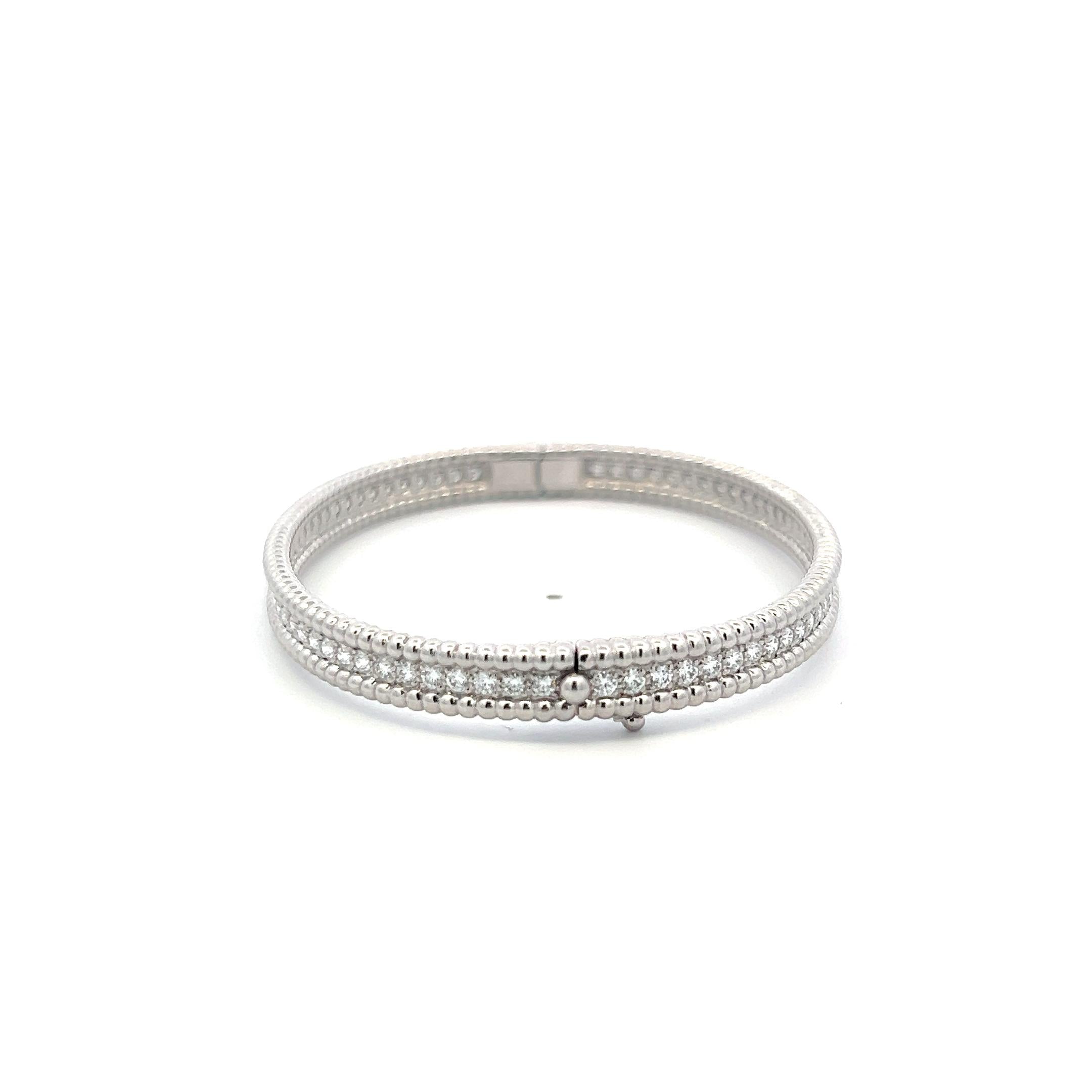 Van Cleef & Arpels 18K WG Bangle Bracelet with 2.52ct Round Diamonds Size 6.5