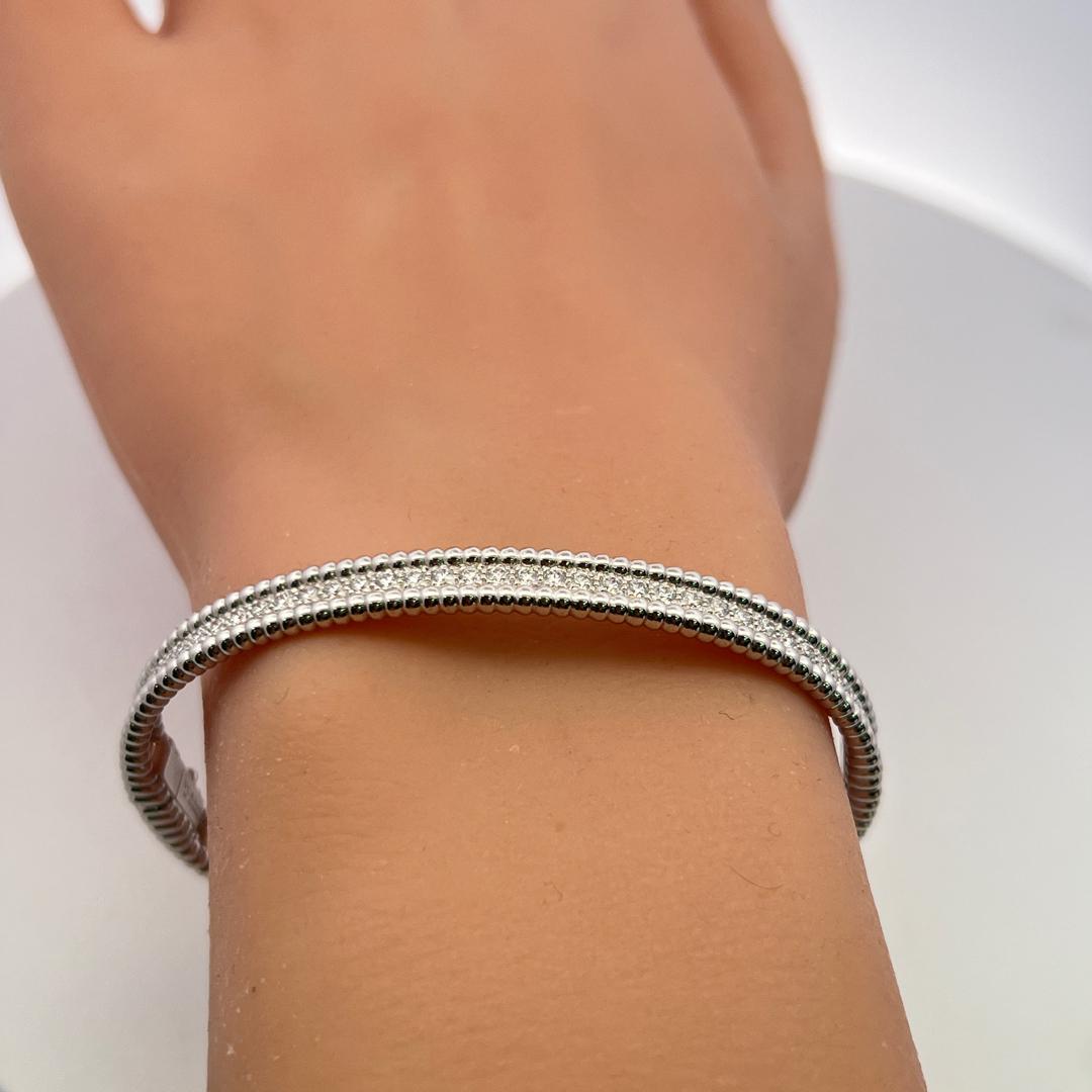 Van Cleef & Arpels 18K WG Bangle Bracelet with 2.52ct Round Diamonds Size 6.5