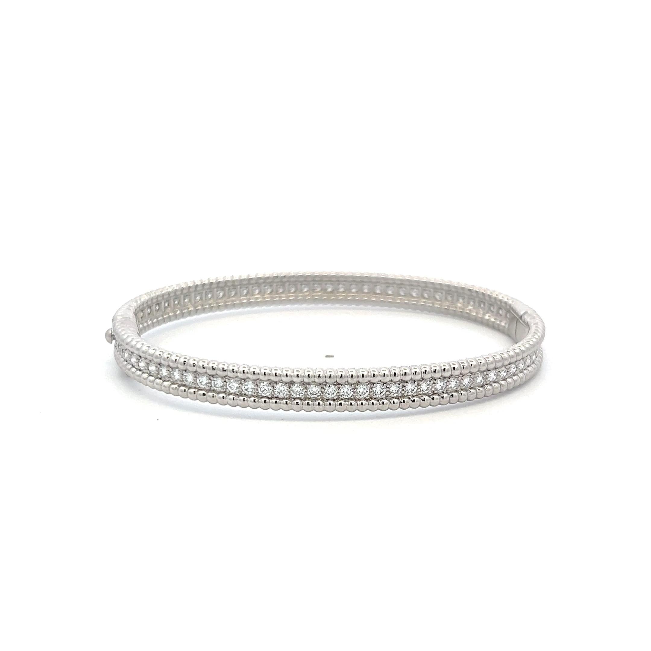 Van Cleef & Arpels 18K WG Bangle Bracelet with 2.52ct Round Diamonds Size 6.5