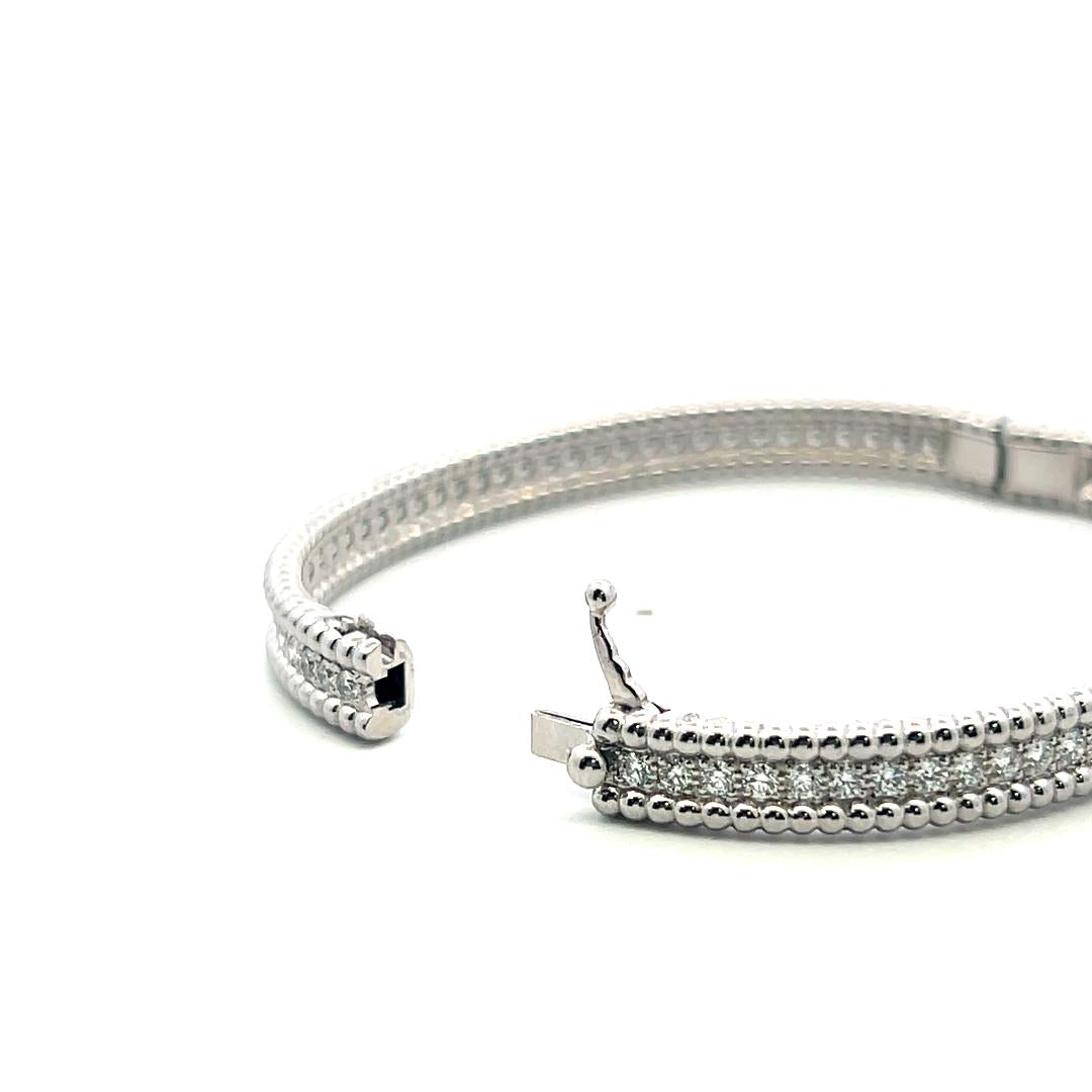 Van Cleef & Arpels 18K WG Bangle Bracelet with 2.52ct Round Diamonds Size 6.5