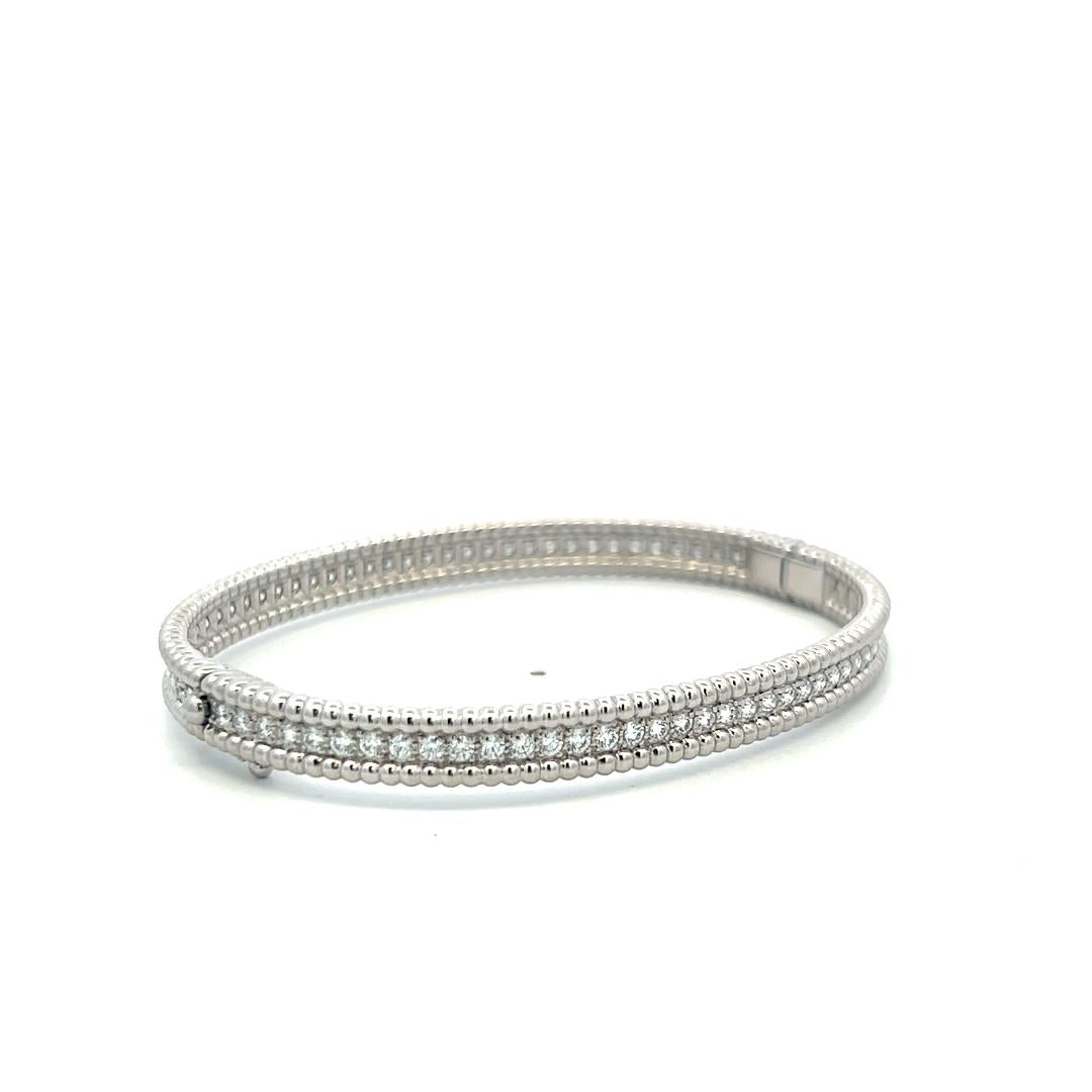 Van Cleef & Arpels 18K WG Bangle Bracelet with 2.52ct Round Diamonds Size 6.5