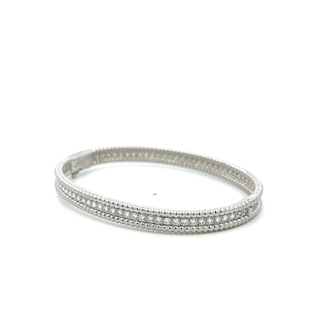 Van Cleef & Arpels 18K WG Bangle Bracelet with 2.52ct Round Diamonds Size 6.5
