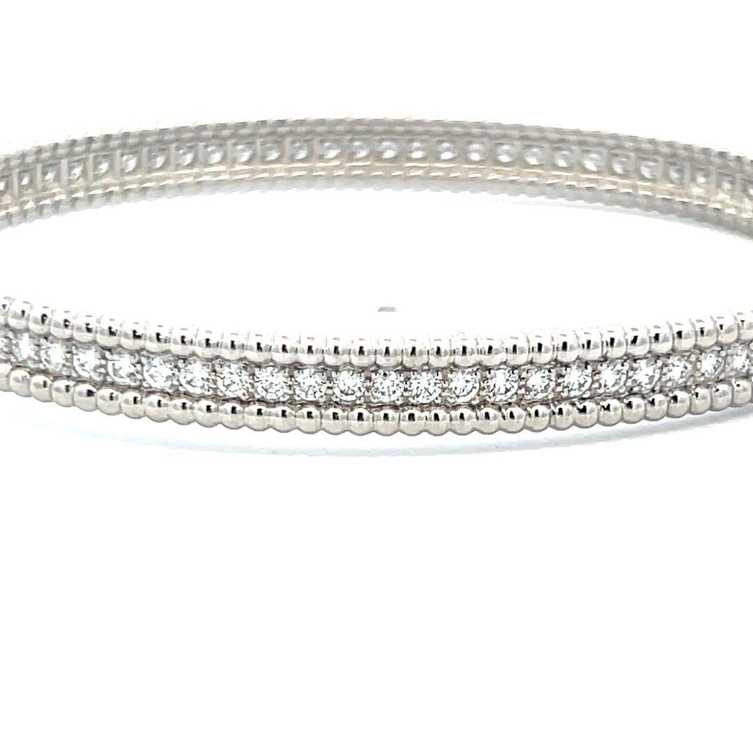 Van Cleef & Arpels 18K WG Bangle Bracelet with 2.52ct Round Diamonds Size 6.5
