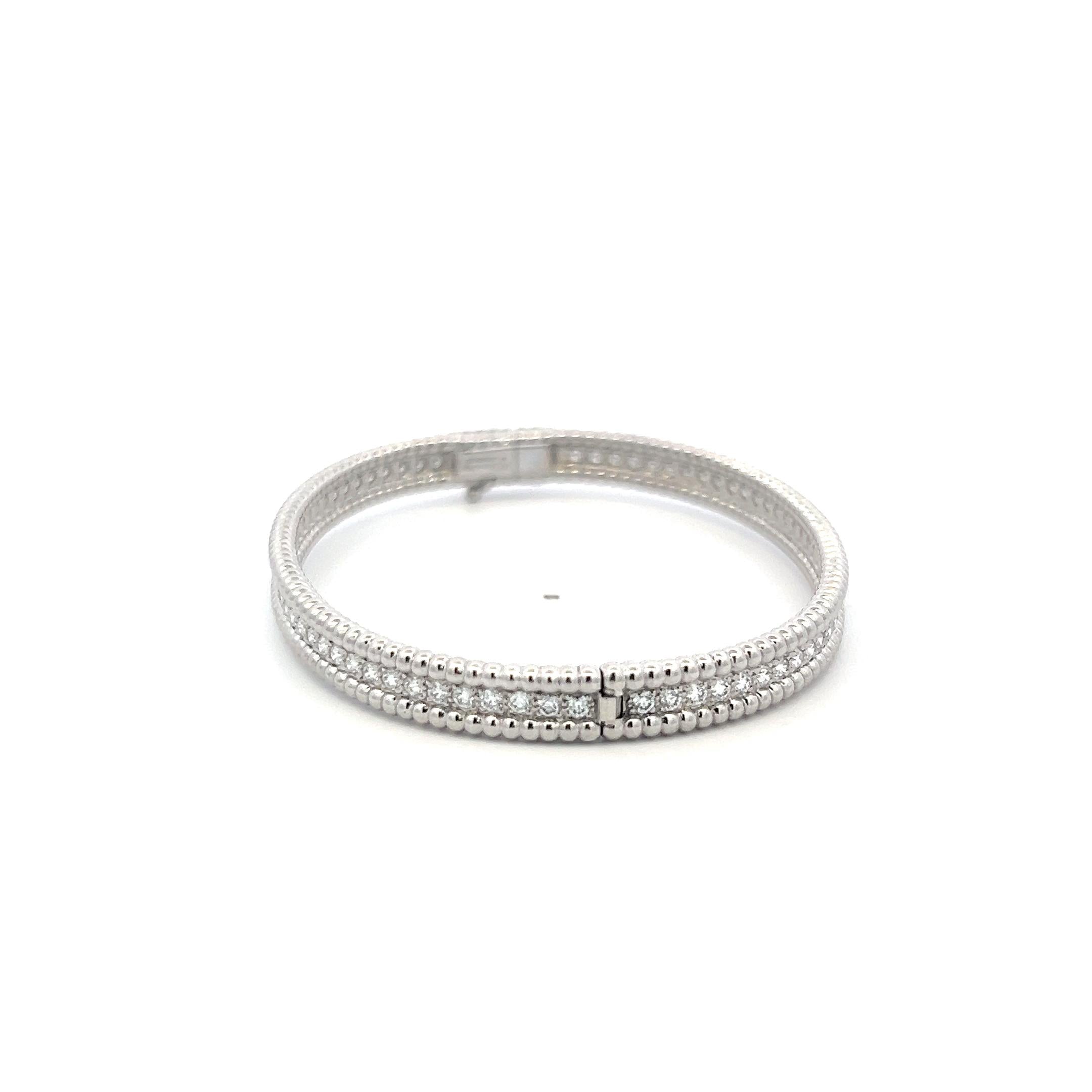 Van Cleef & Arpels 18K WG Bangle Bracelet with 2.52ct Round Diamonds Size 6.5