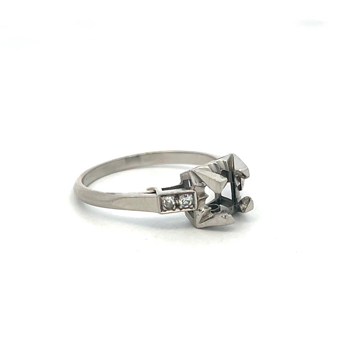 Platinum Semi Mount Ring with 0.05 Carat Circular H SI Diamonds Fits 5.5 MM